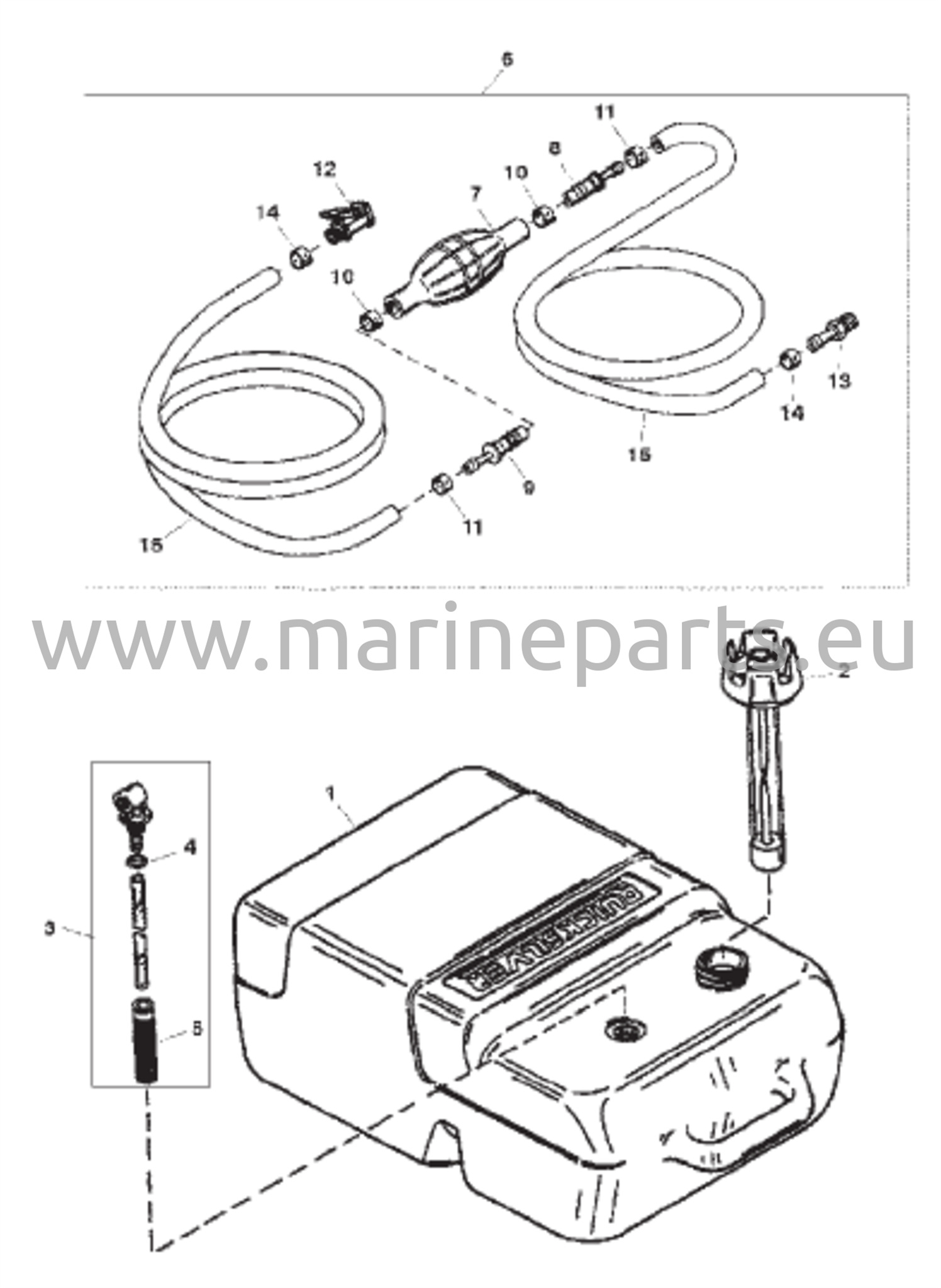 Polttoainesäiliön ja -linjan kokoonpano (6,6 gallonaa)