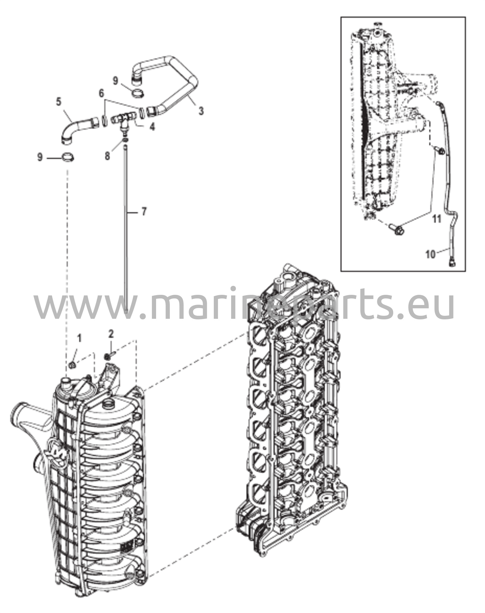 Laddkylare/Insugningsgrenrör Slangdragningar