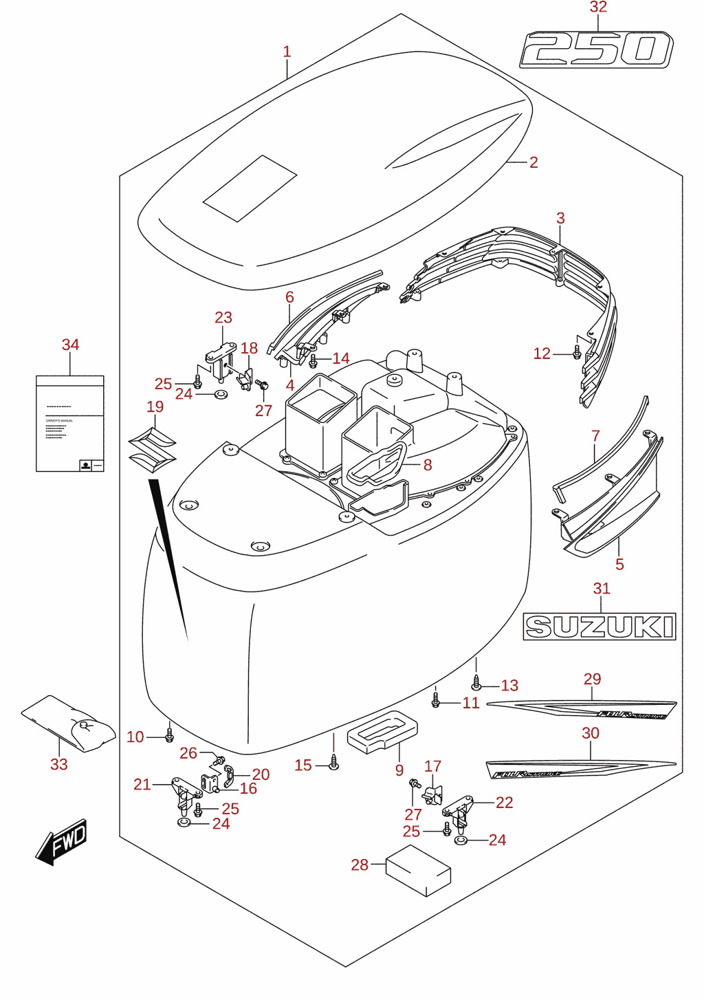 Capot moteur (DF250A)
