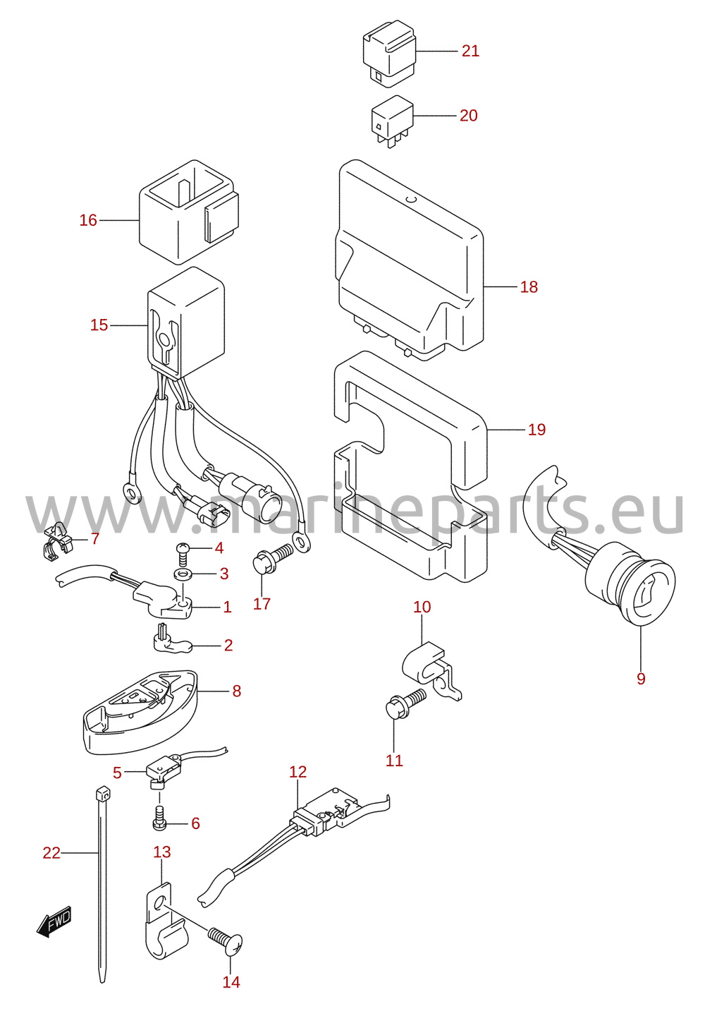 PTT switch / engine control unit (DF200T)