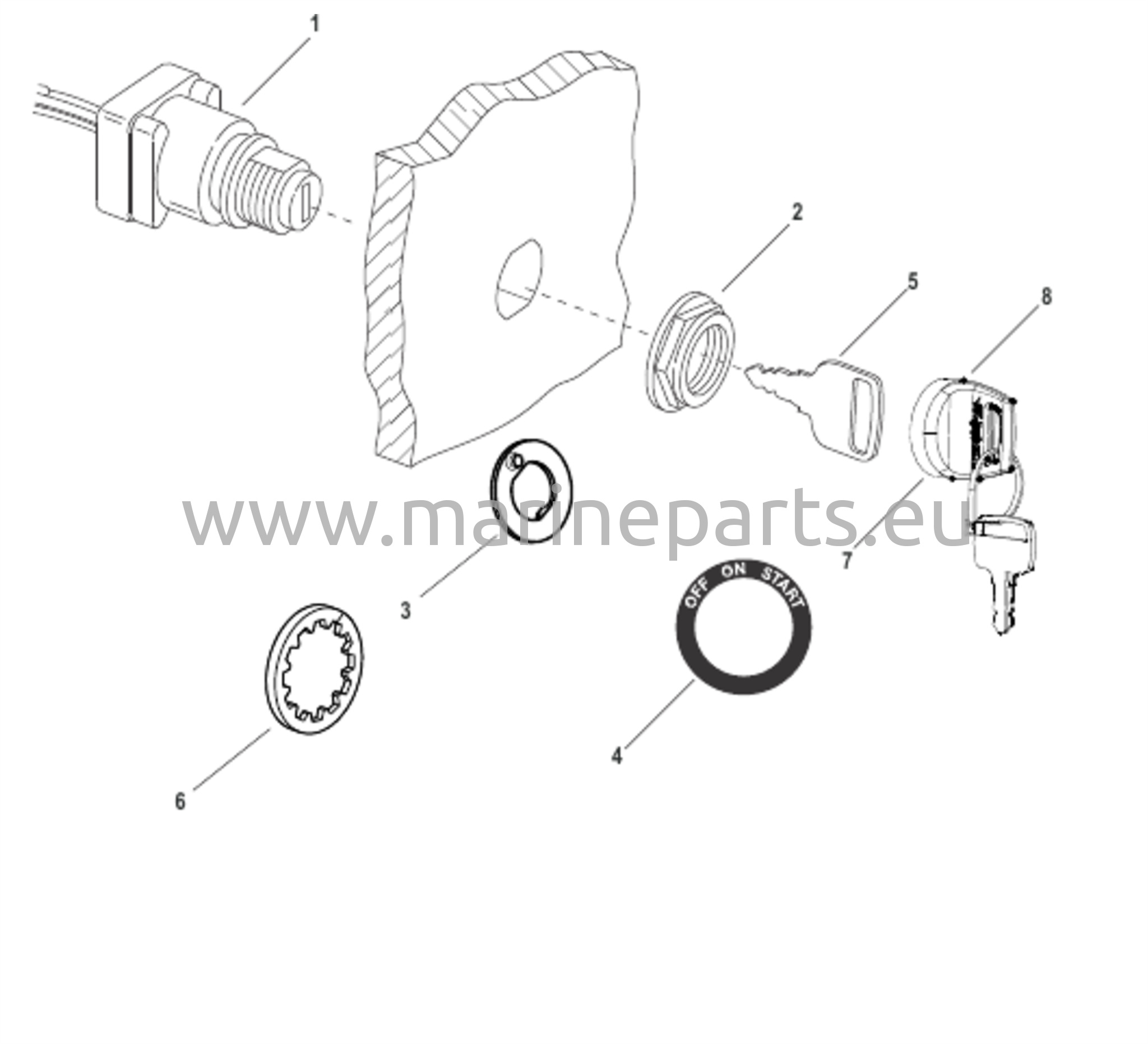 Avainkytkin / Avaintaulukko - 3-asentoinen (897716K01) Yksittäinen käyttökohde