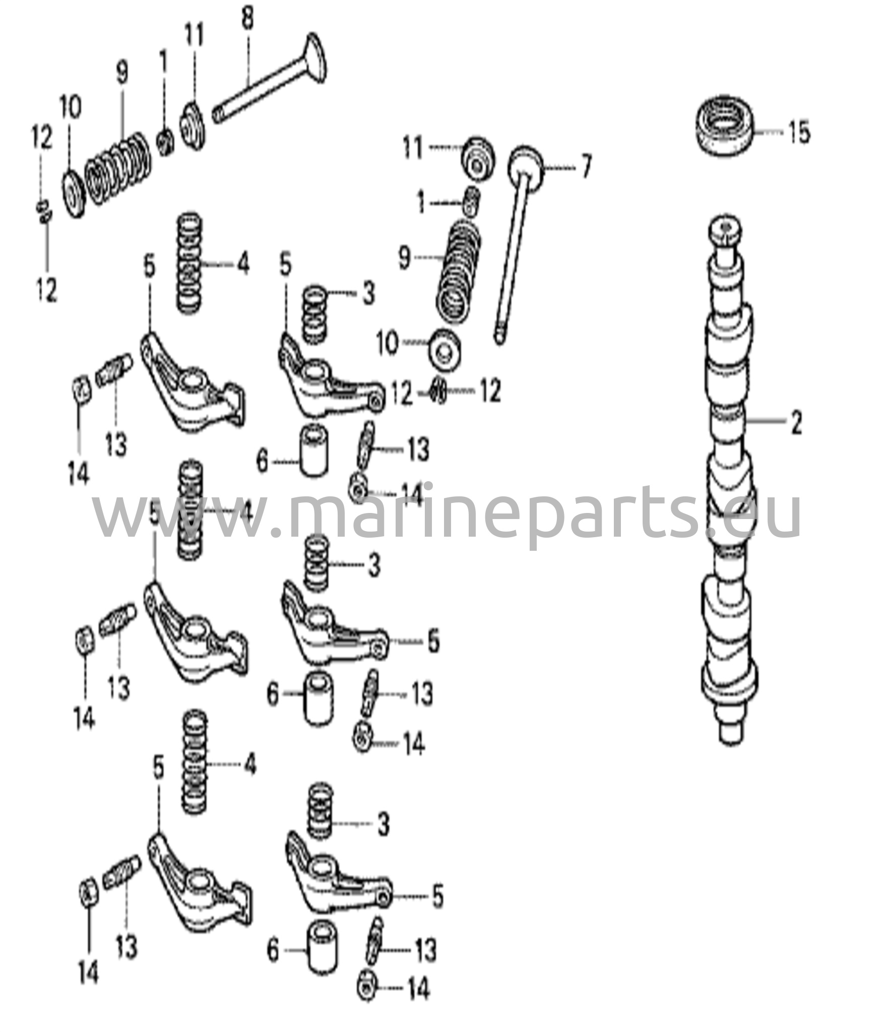 Nokka-akseli/venttiilikoneisto