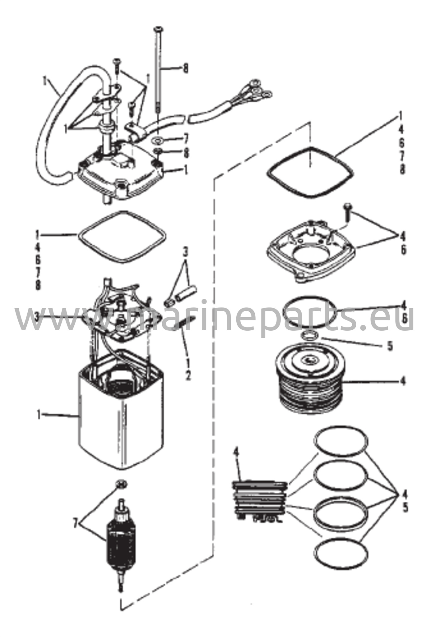 Power Trim Pump (Eaton Rectangular Motor) 