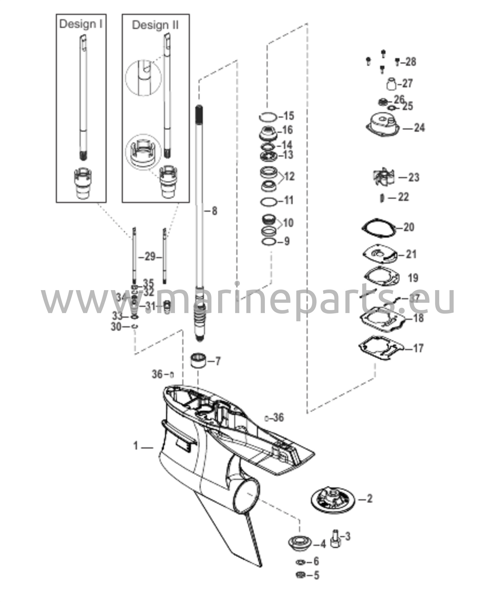 Vaihteiston kotelo, voimansiirtoakseli, Torque Master 1.75