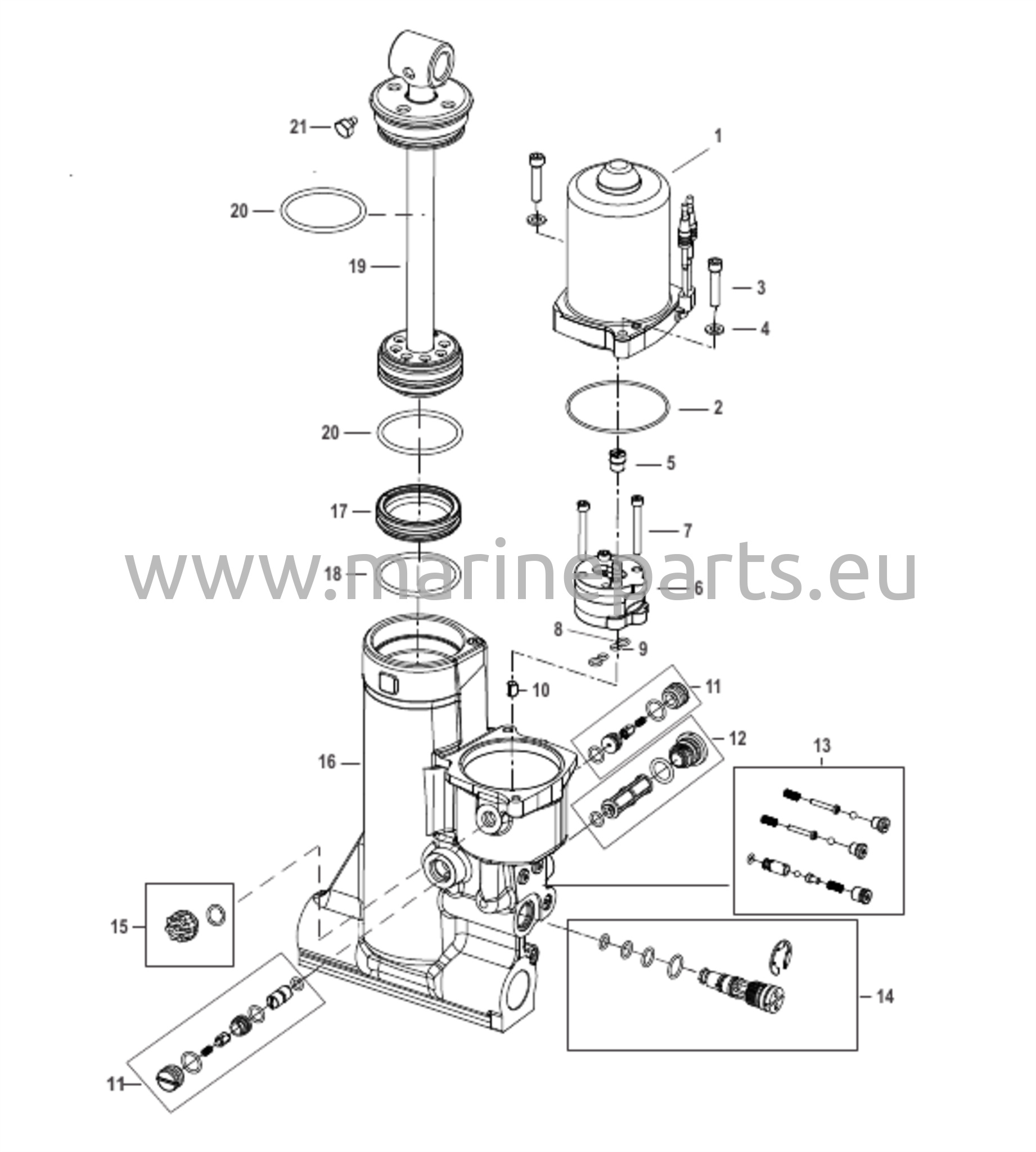 Komponenter för Power Trim-aggregat