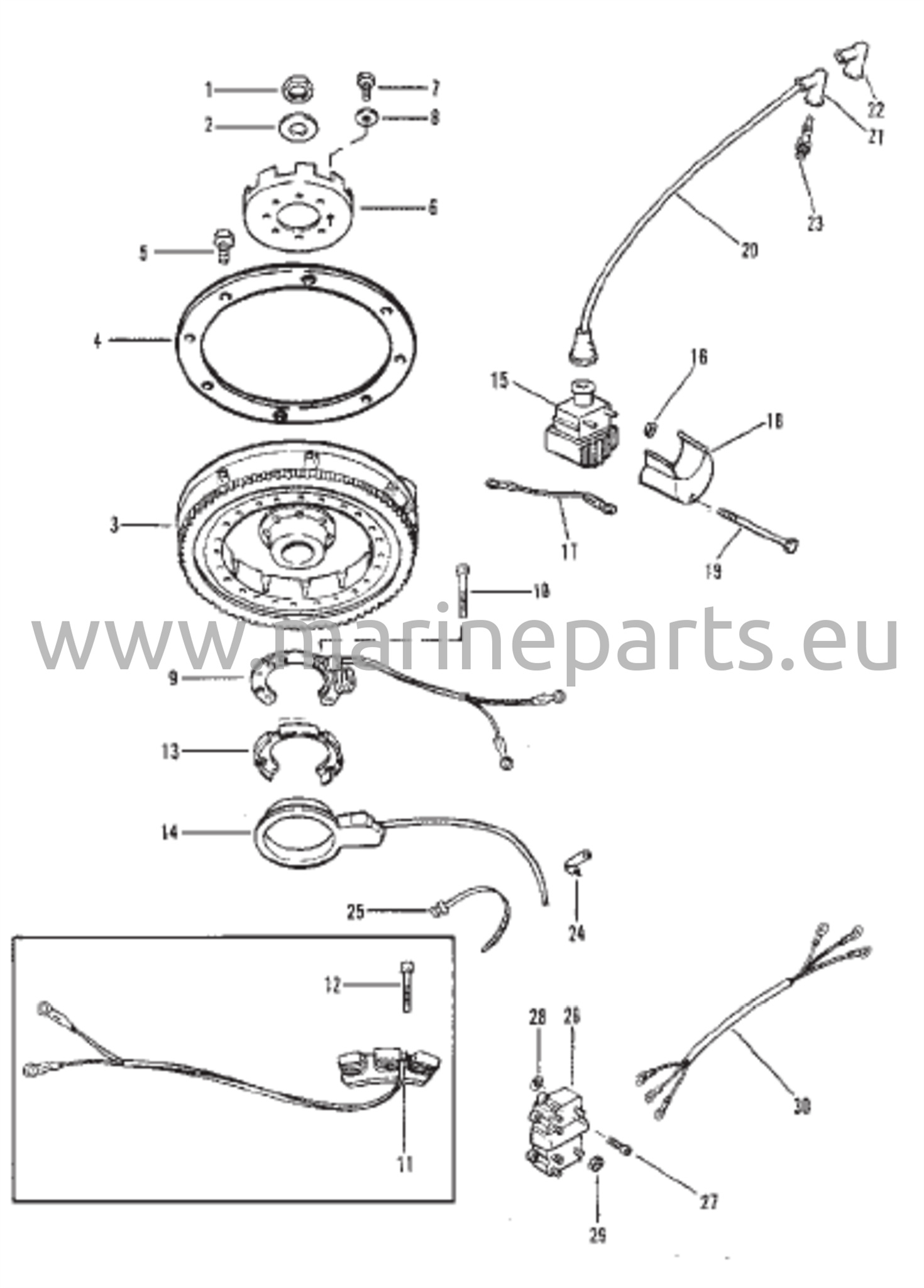 Flywheel, Ignition Coil And Switch Box 
