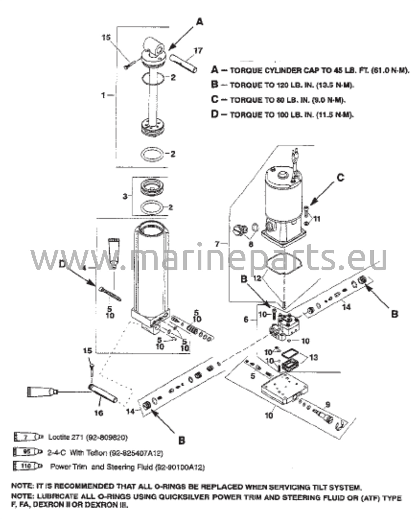 Power Trim (S/N 0G357069 ja sitä alemmat – musta täyttötiiviste)
