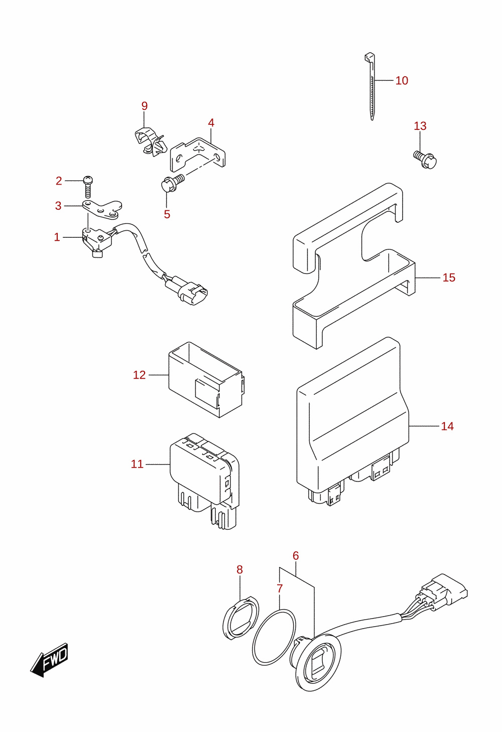 PTT-brytare / motorstyrenhet (DF100B, DF70A, DF70ATH, DF80A, DF90A, DF90ATH)