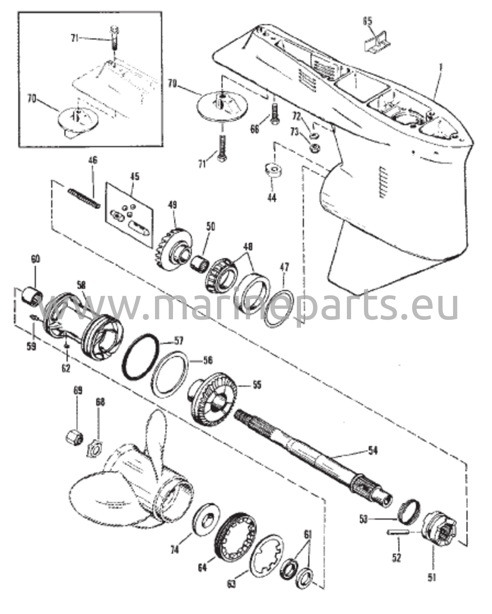 Vaihteiston kotelo potkurin akselille - XR4/Magnum II
