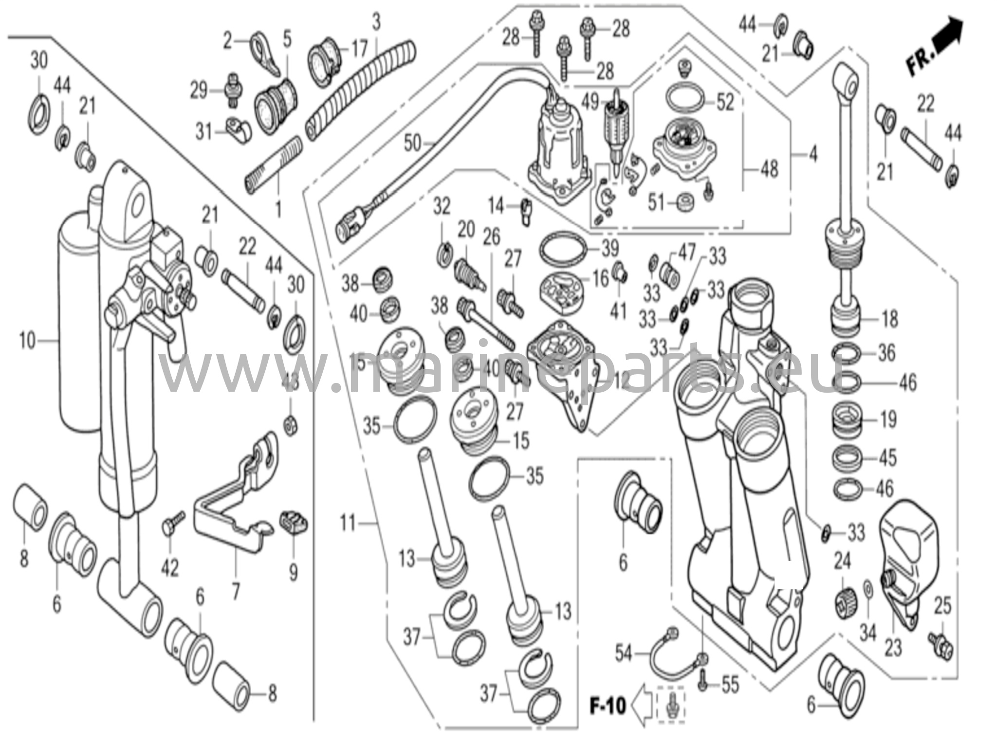 Voimansiirron trimmi/kallistus ja vaimennin