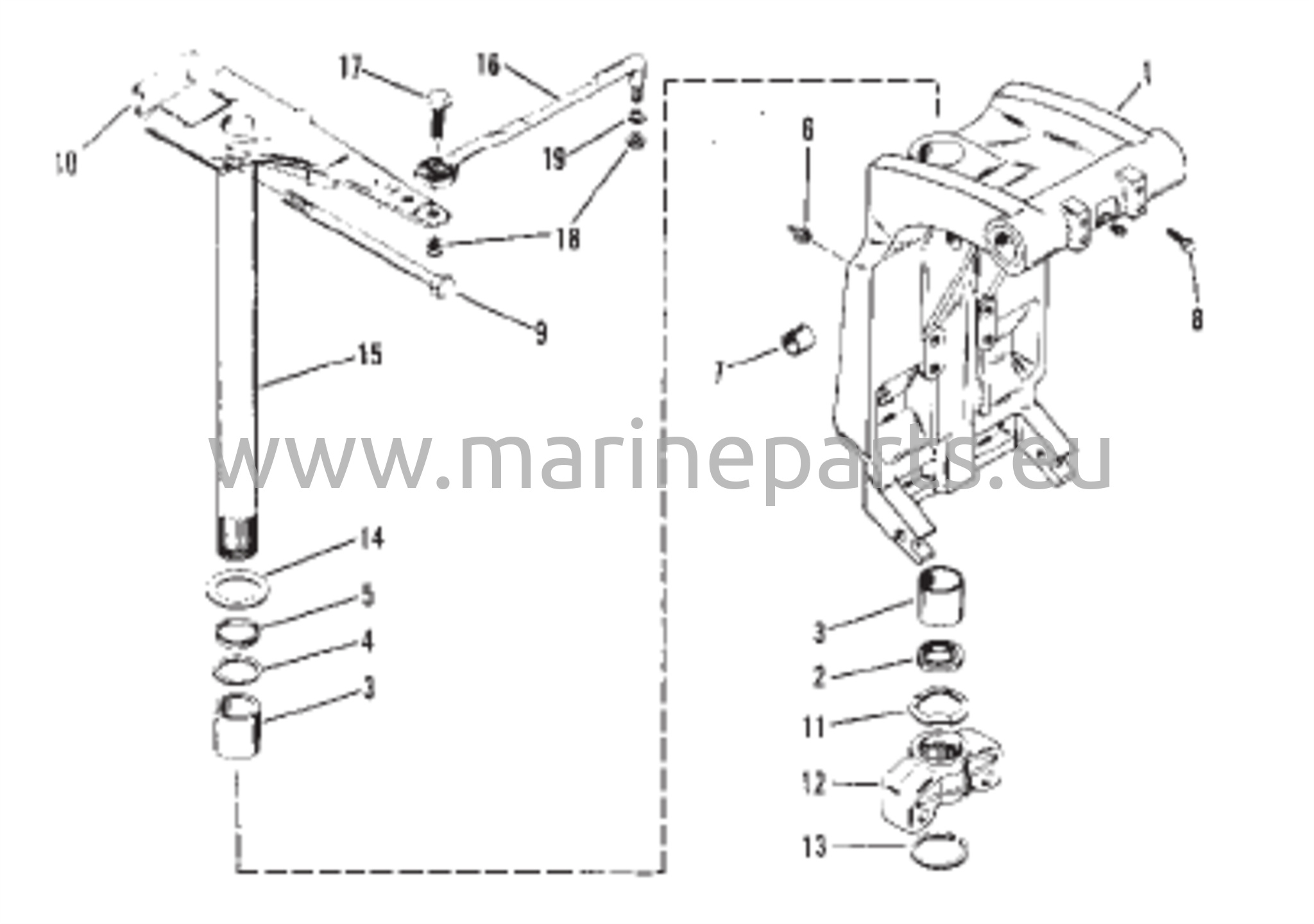 Kääntyvä kiinnike (Power Trim) (S/N-0C160935 ja sitä alemmat)