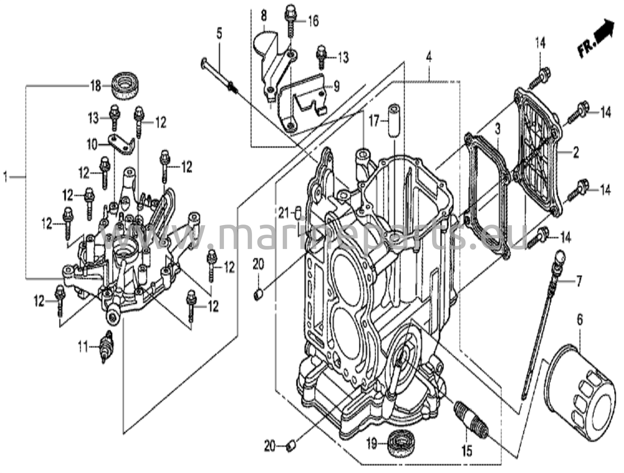 Cylinder block/crankcase cover