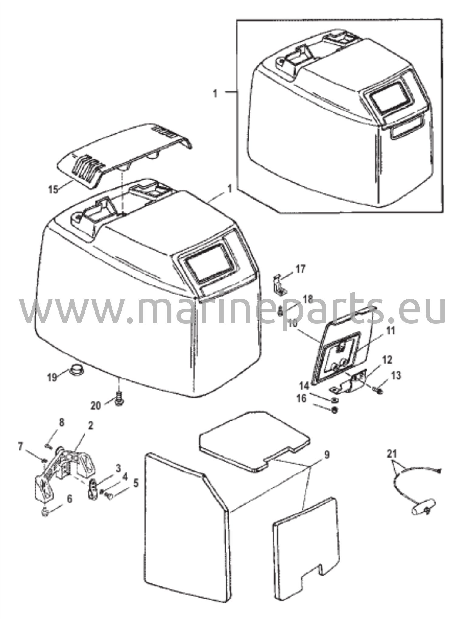Yläkuomu (S/N USA-0G301751 / BEL-9885505 ja uudemmat)
