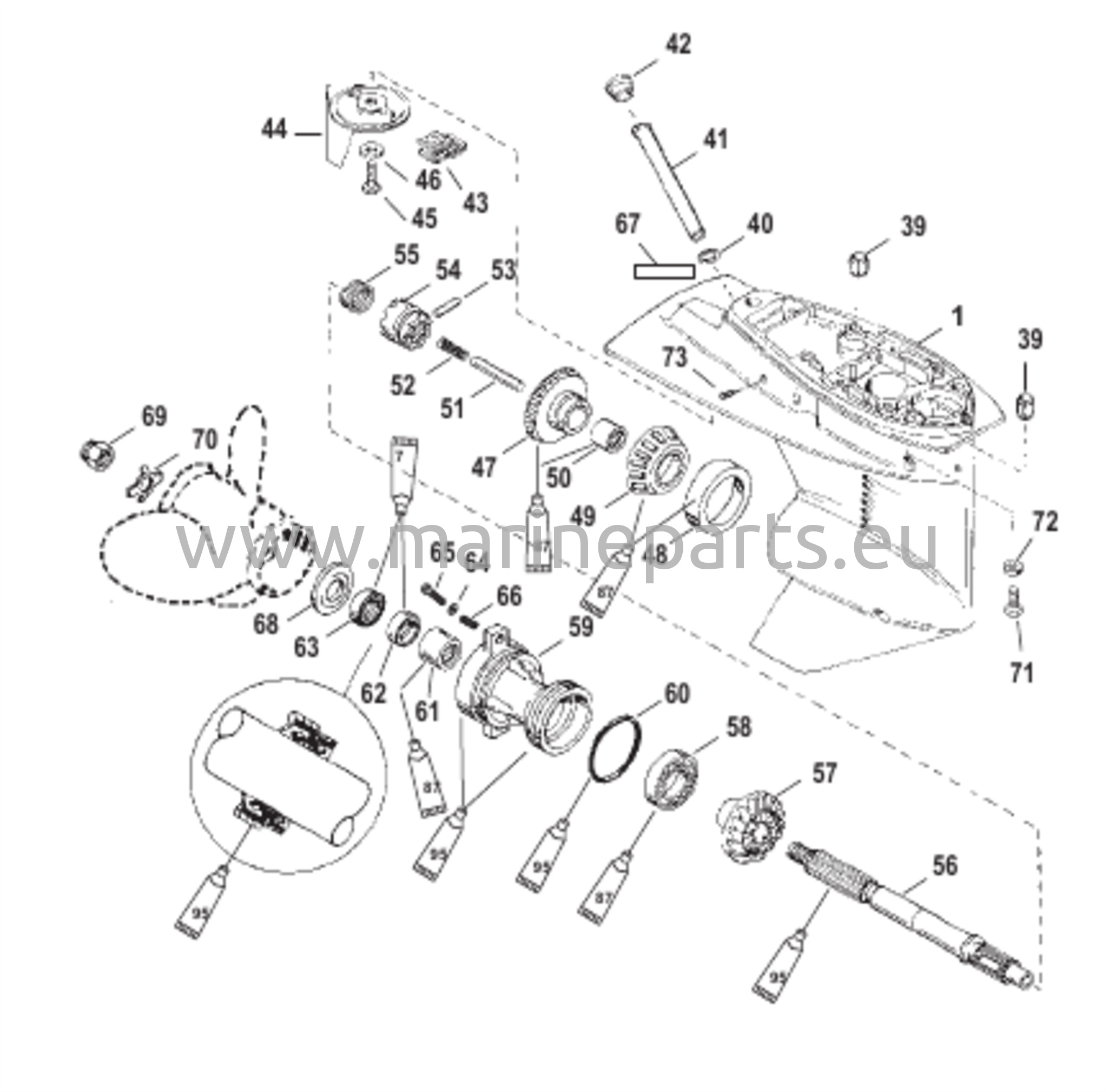 Vaihteiston kotelo potkurin akselille - 2,41:1 vaihteensuhde