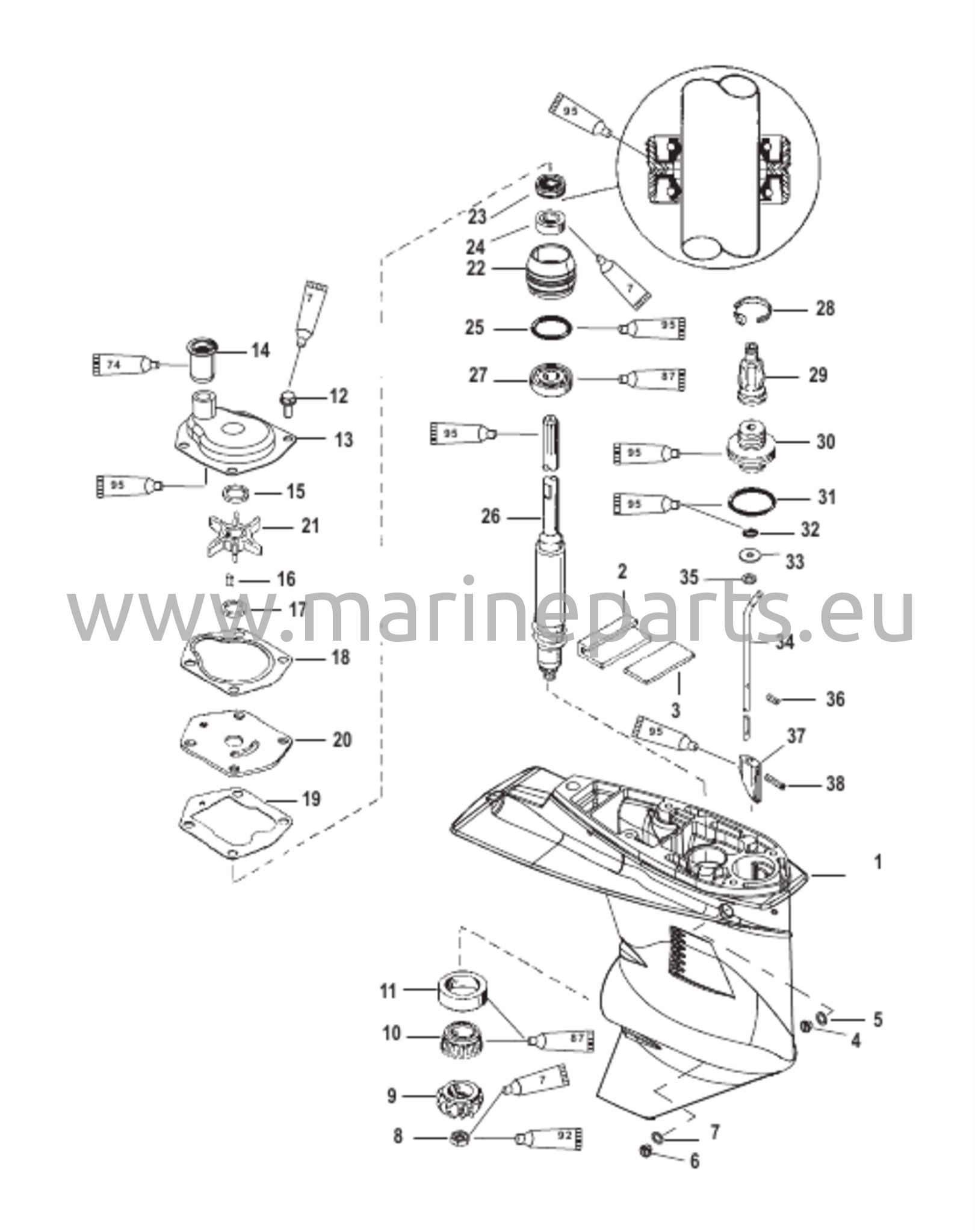 Gear Housing (Driveshaft-Short-2:1 Gear Ratio) 