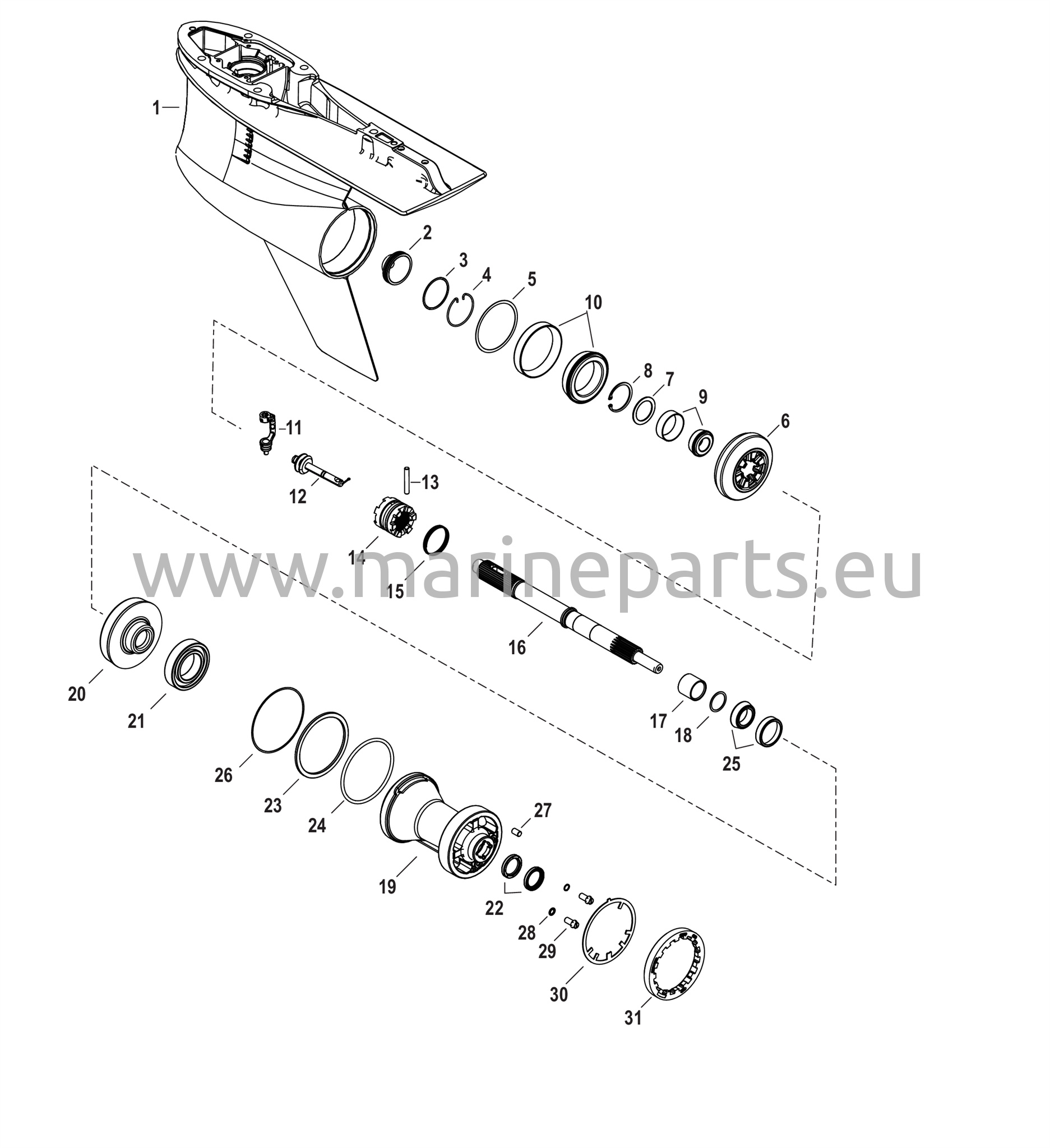 Vaihteiston kotelo vetoakselille - Vakio pyörimissuunta, 4.80 Torpedo