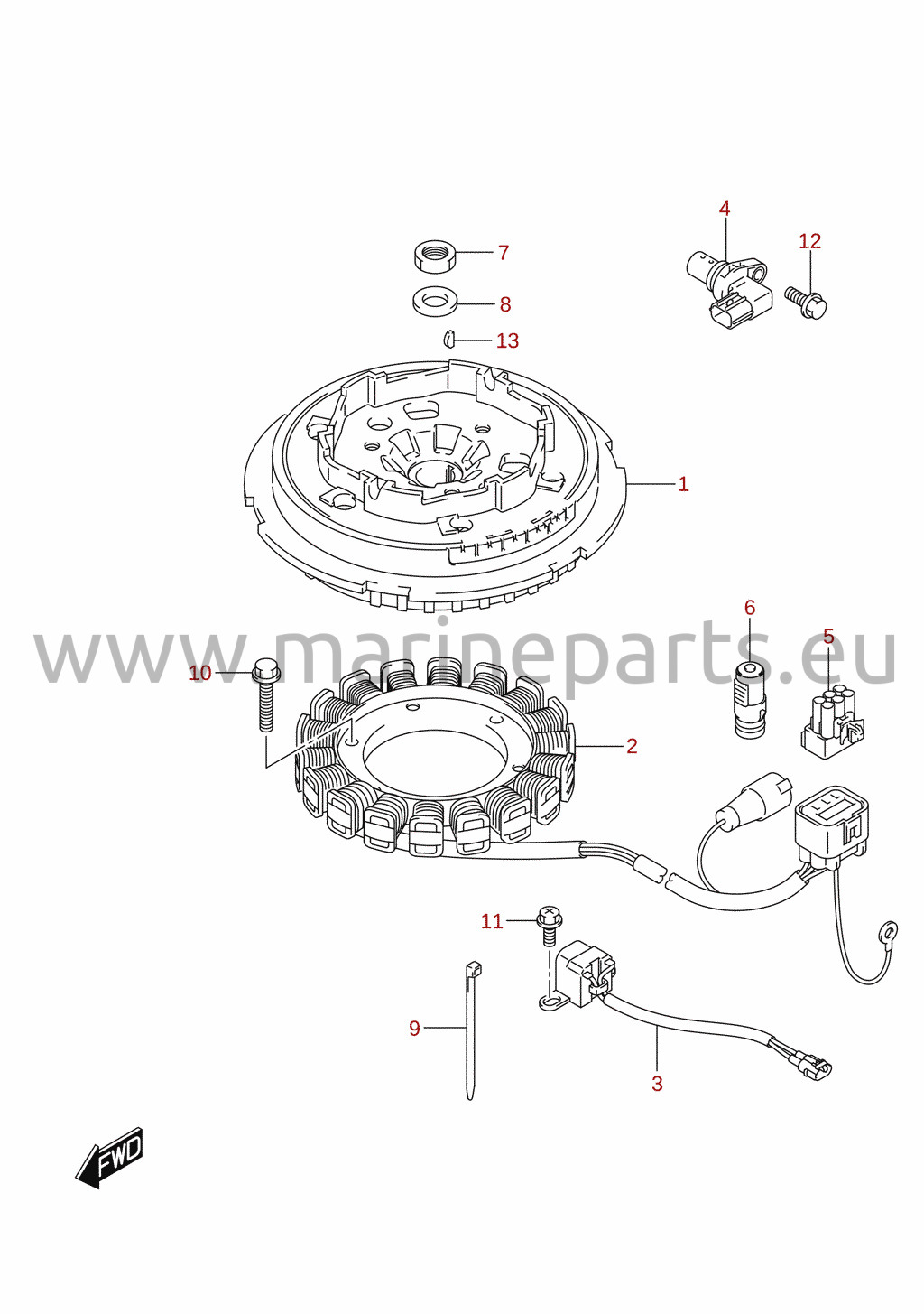 Magnet / generator (M-starter) (DF25A, DF30A, DF30AQ)