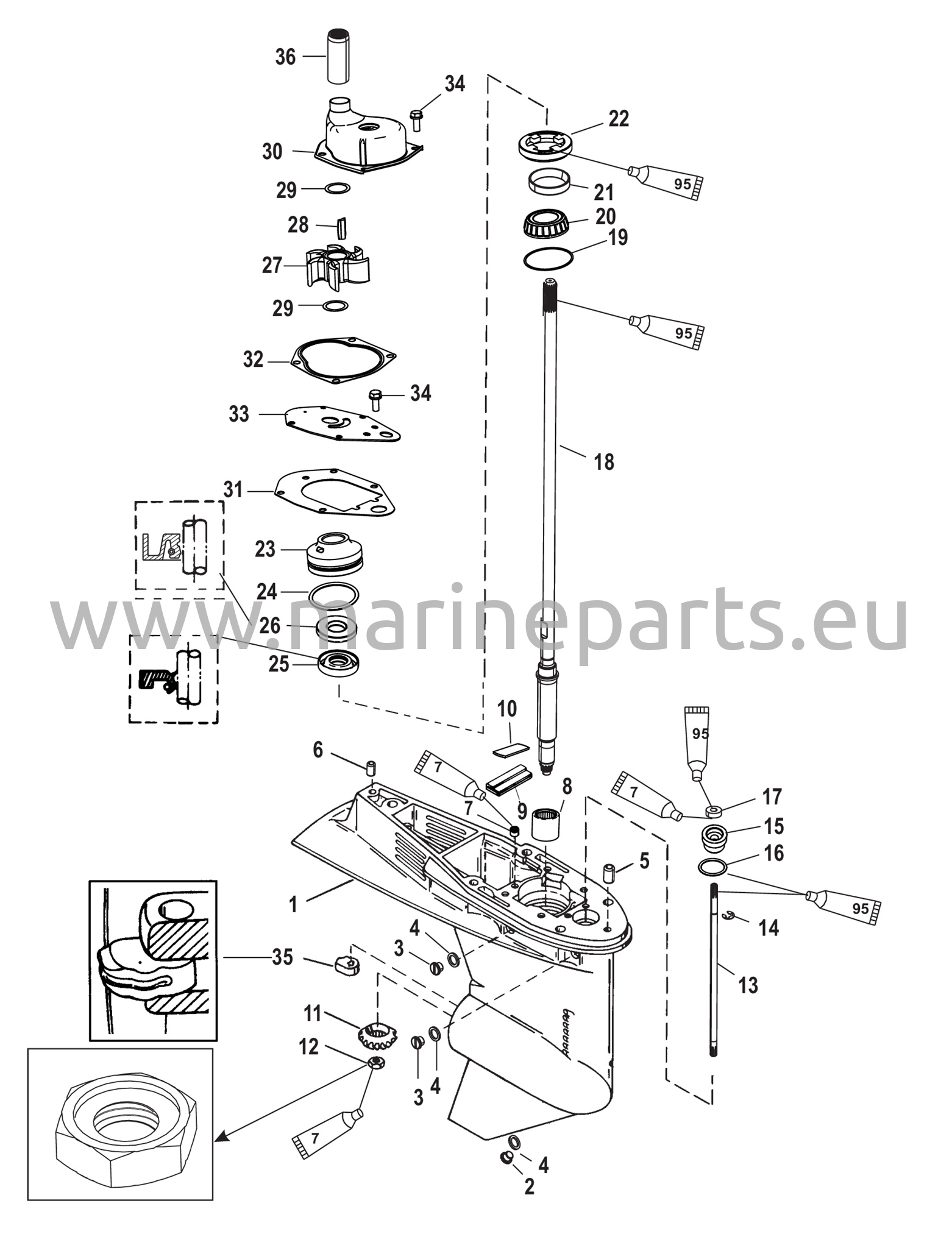 Vaihteiston kotelo vetoakseli - 1,83:1 vaihde-suhde