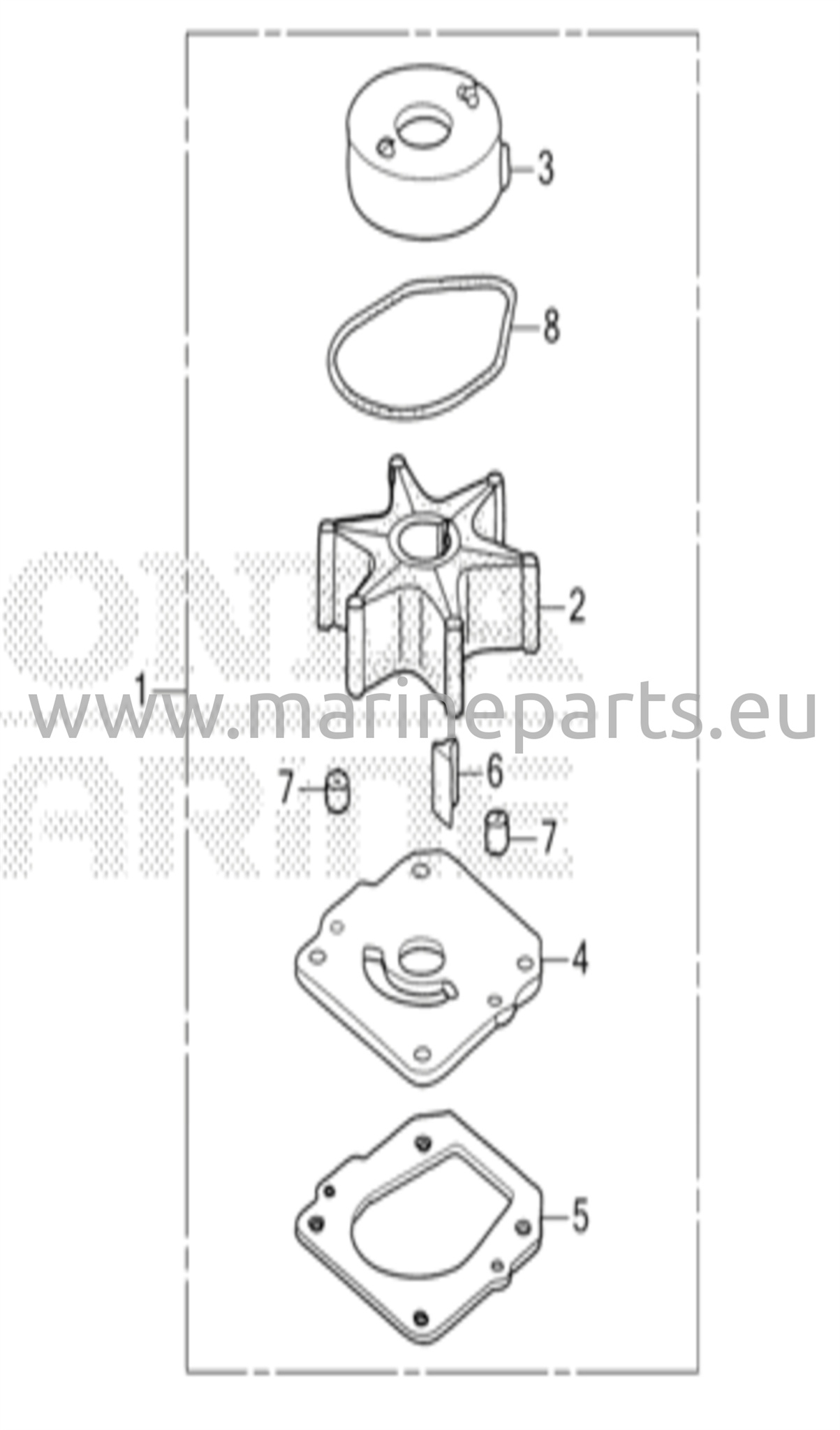 Vesipumpun roottorisarjan osat (1)