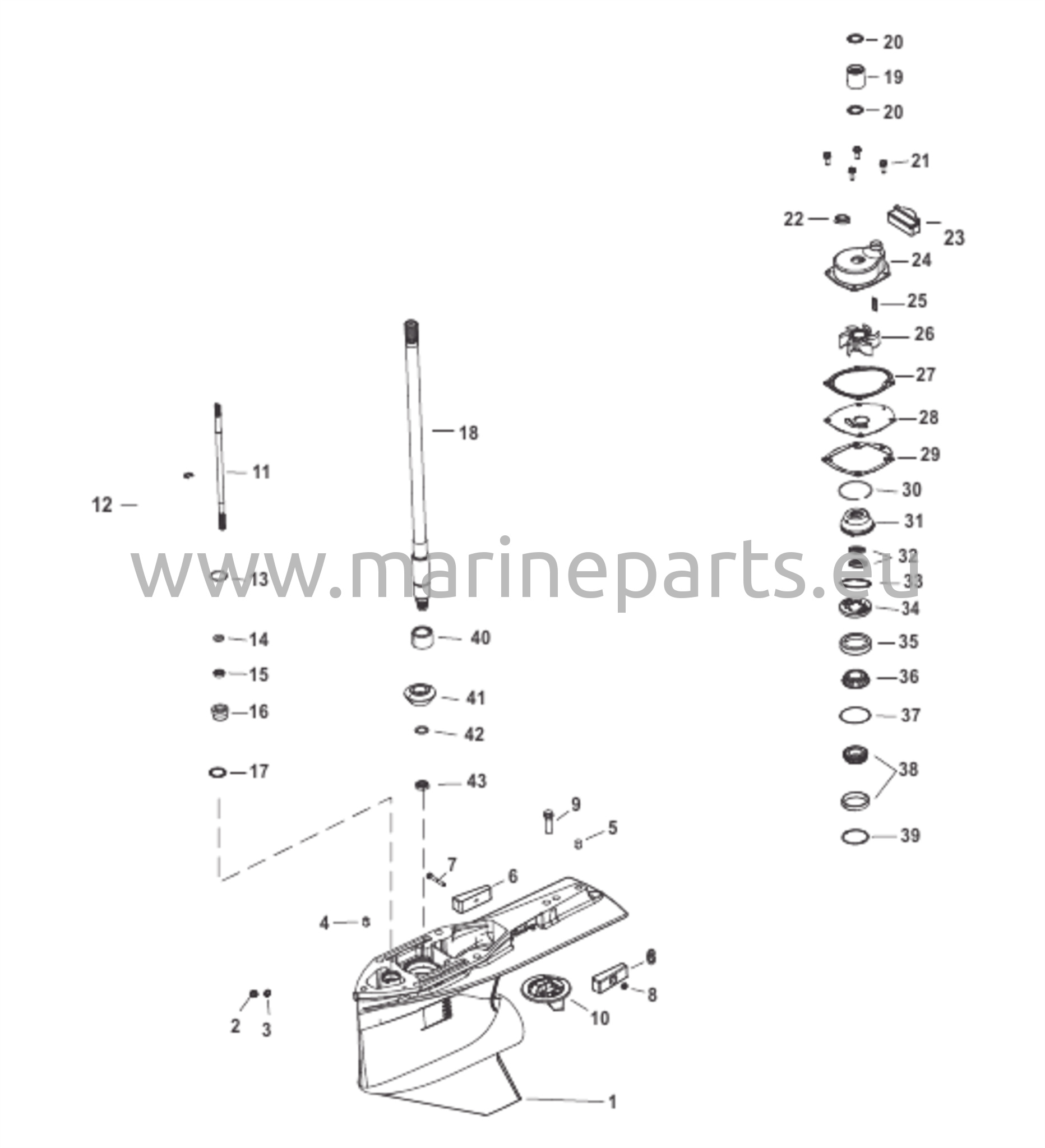 Växelhus, drivaxel 2,07:1 standardrotation