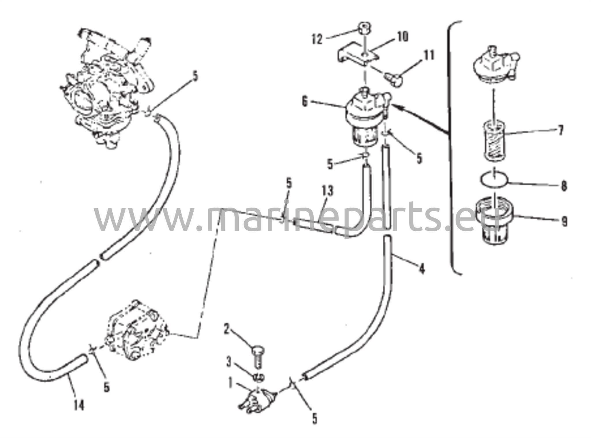 Polttoainelinjat ja suodatin