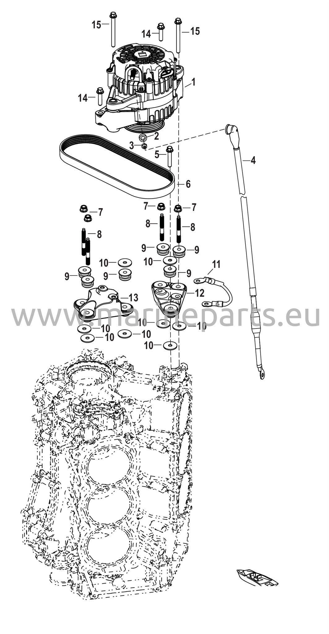 Laturin kiinnitys/hihna