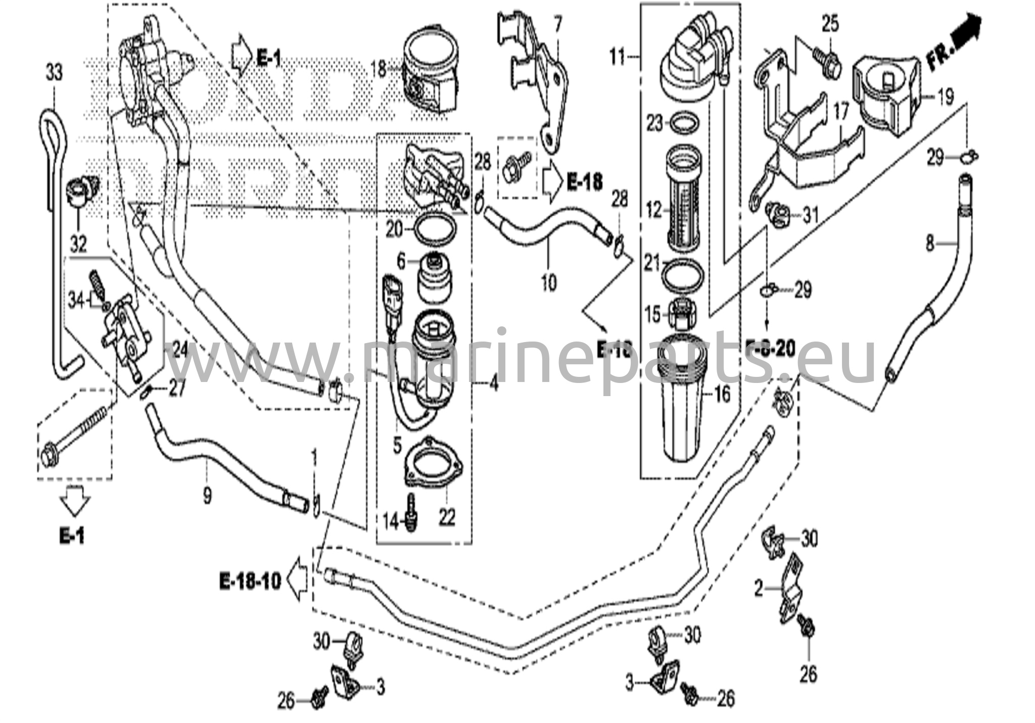 Vedenerotin/polttoainesuodatin