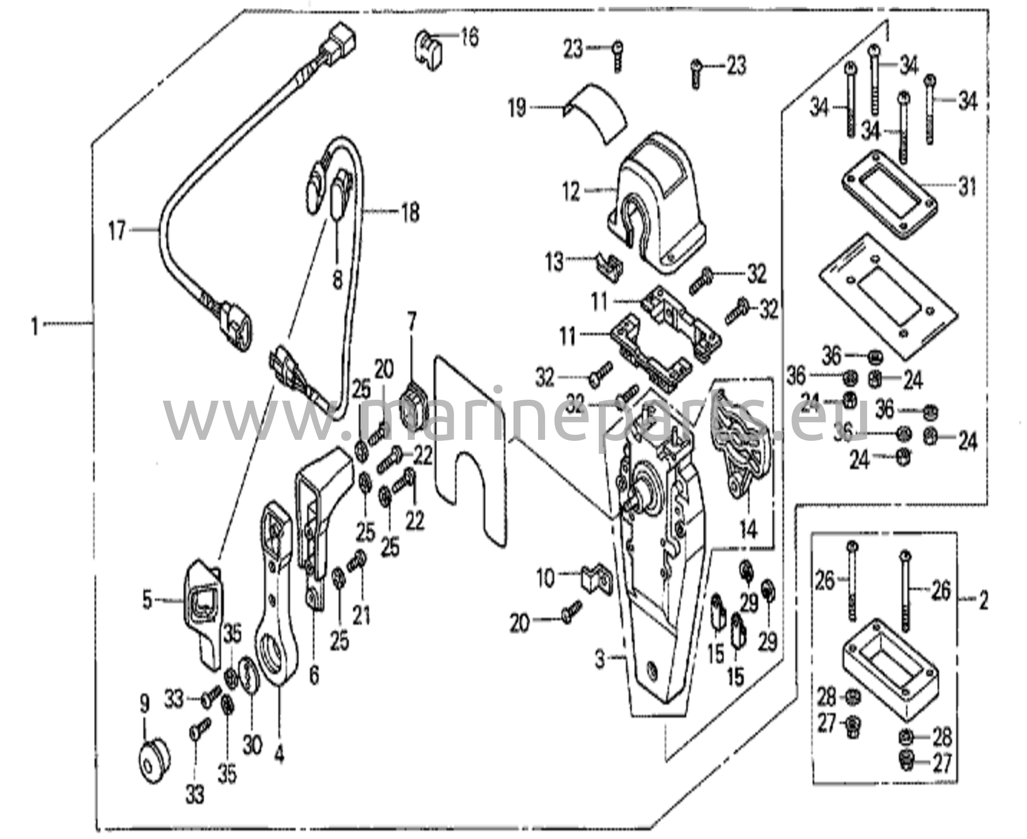 Kaugjuhtimispult (ülemine paigaldus, ühe tüüpi) (parem)