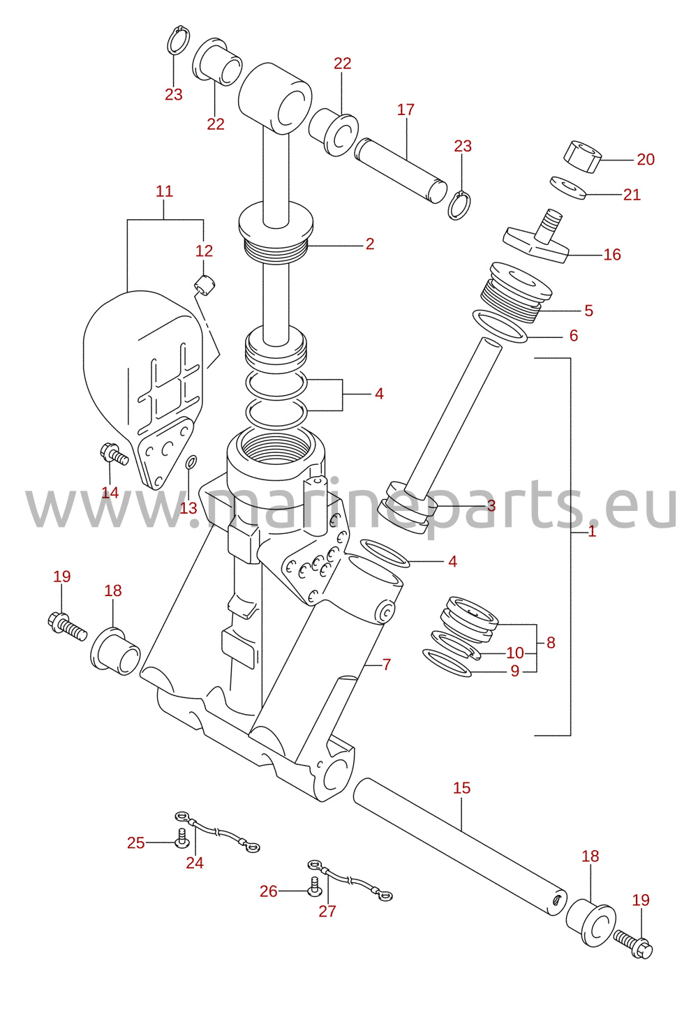 Trimcylinder (L-transom) (DF200T)