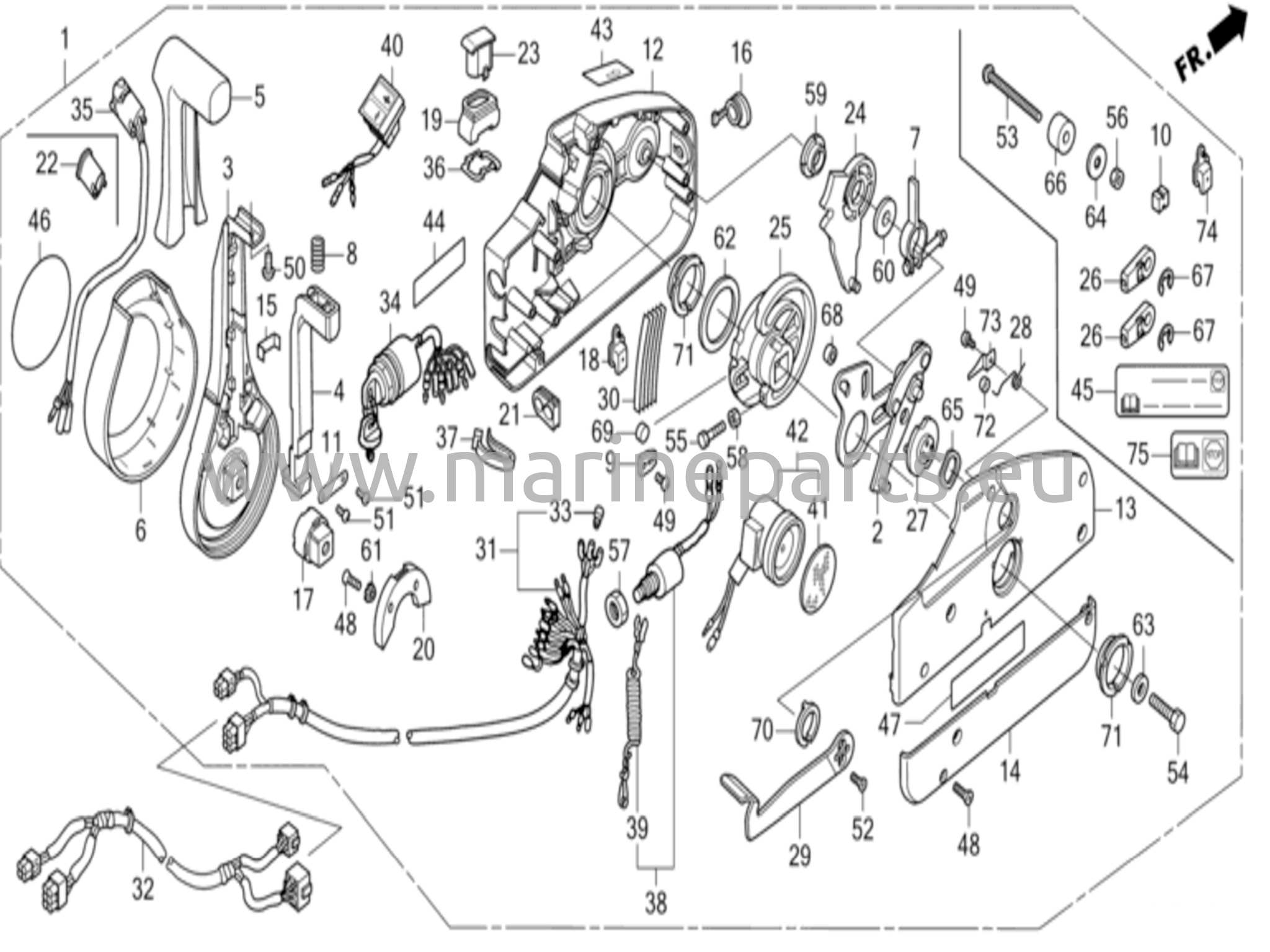 Remote control (nhk mec) (handle cap = chrome)
