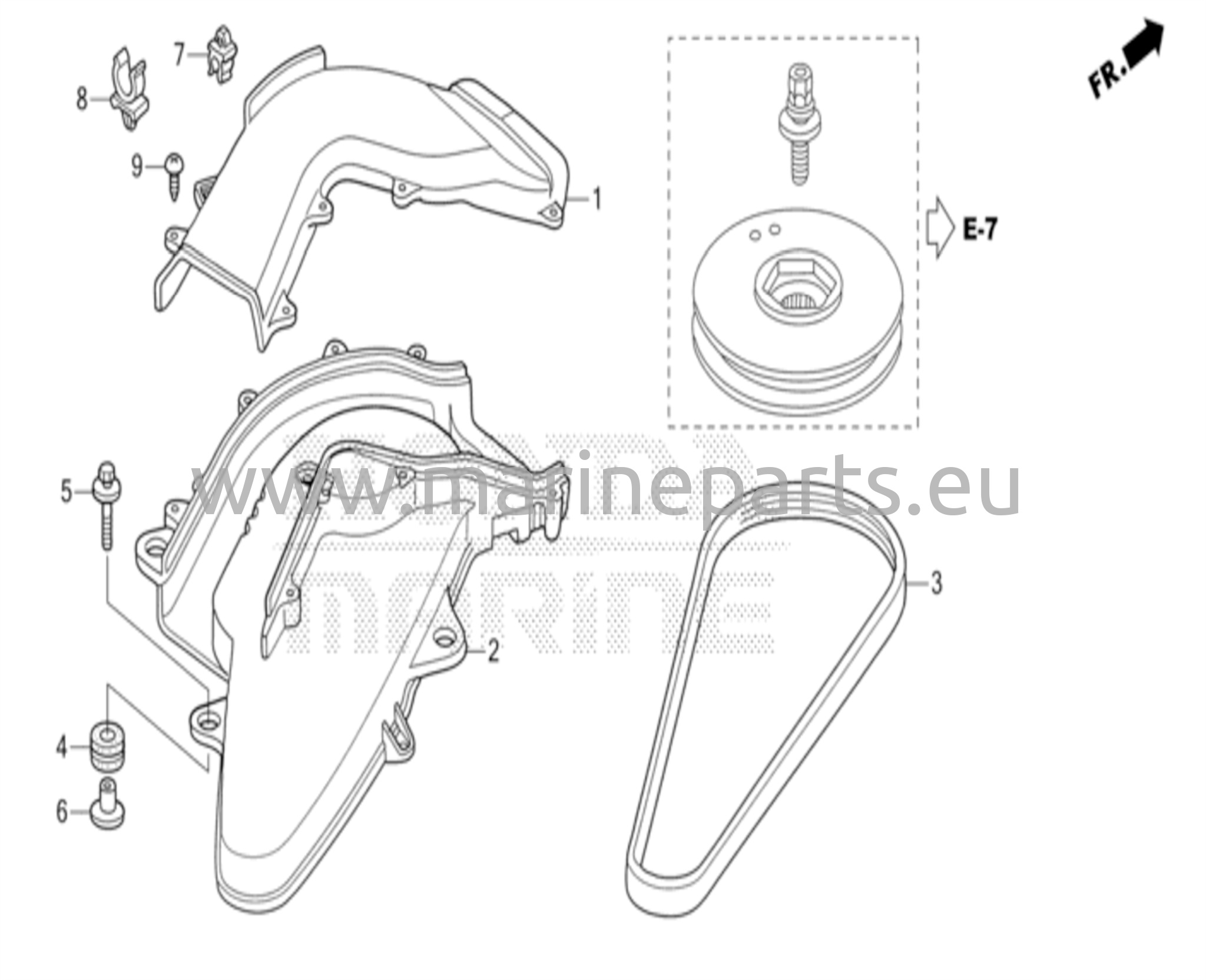 Laturin hihna ja vaimentimen kanava
