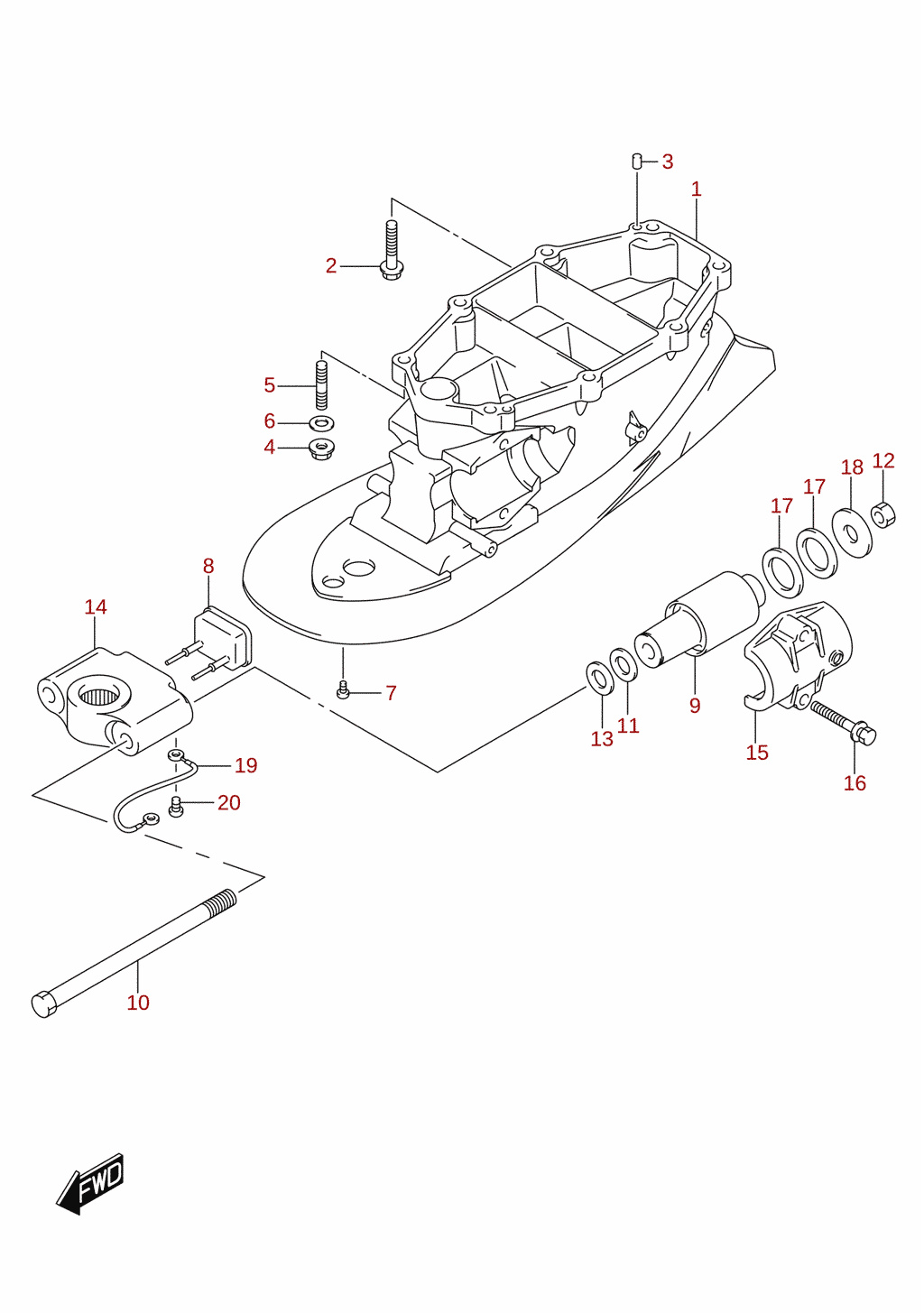 Drivaxelhus (L-transom) (DF200T)