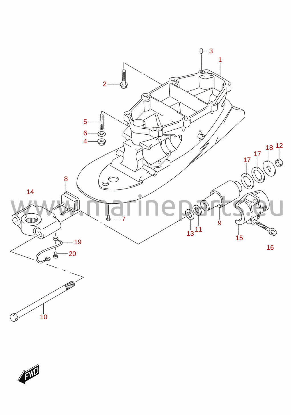 Veovõlli korpus (L-transom) (DF200T)