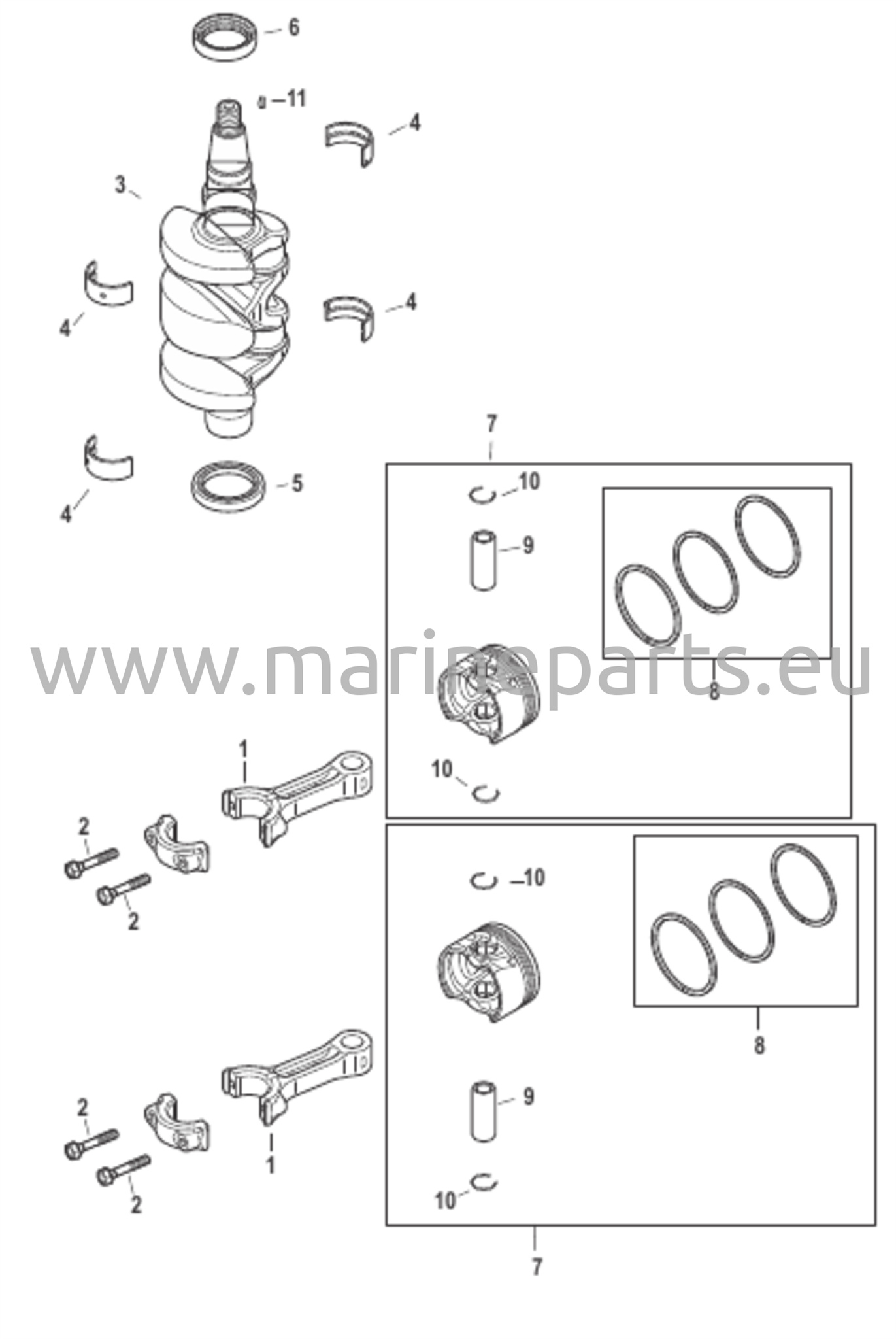 Kampiakseli, männät ja yhdystangot