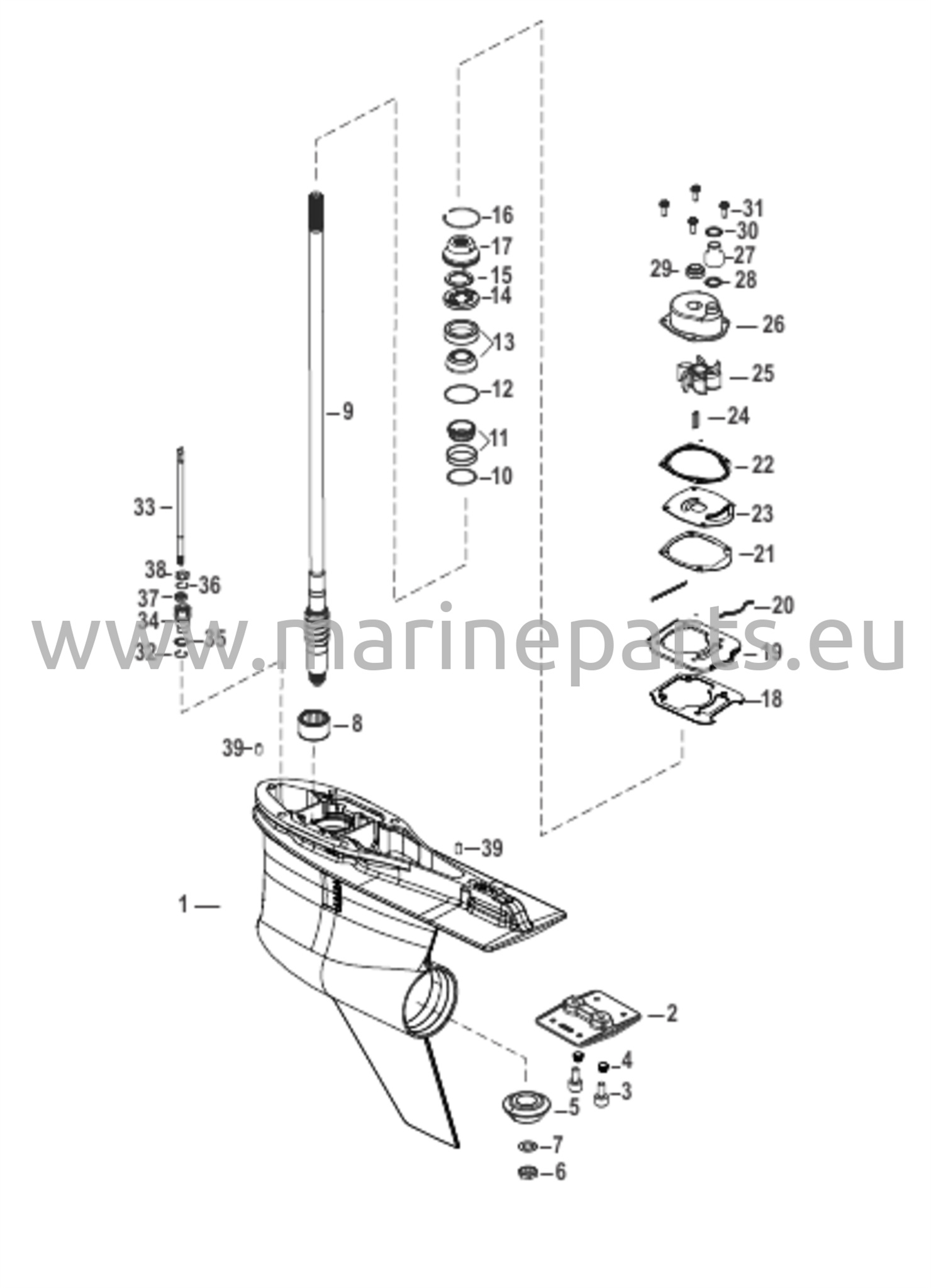 Vaihteiston kotelo voimansiirtoakselille, 4.80 Torpedo