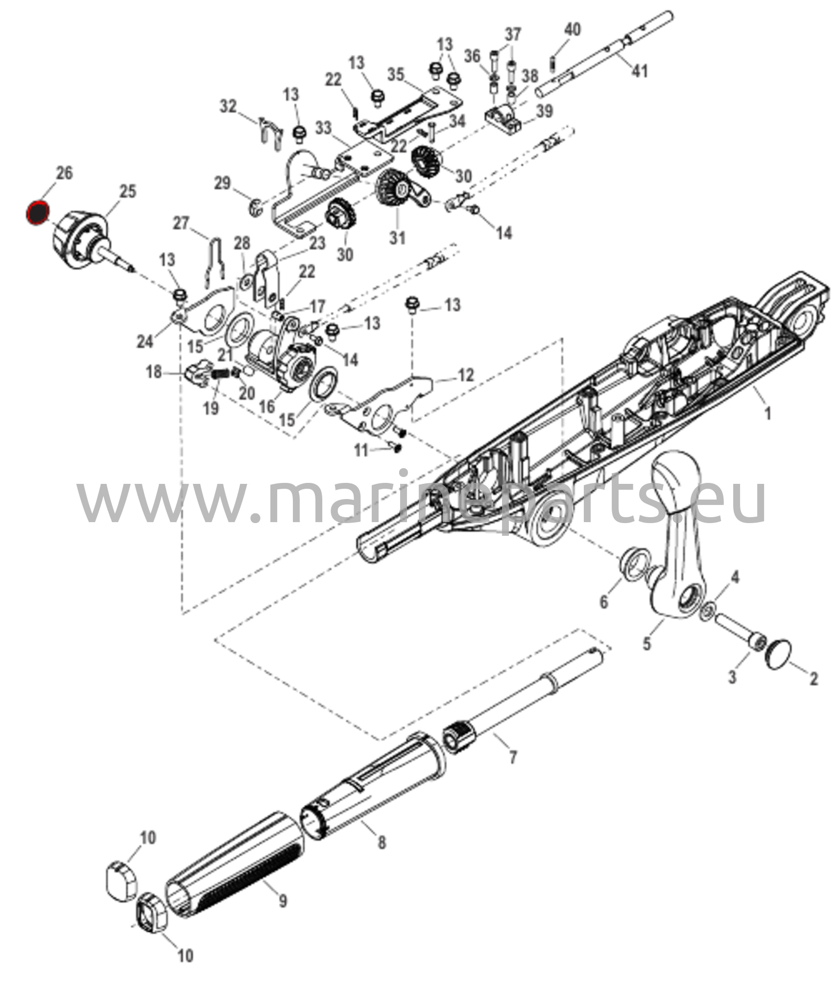 Styrhandtagsväxel och gasreglagekomponenter (mittenmontering)
