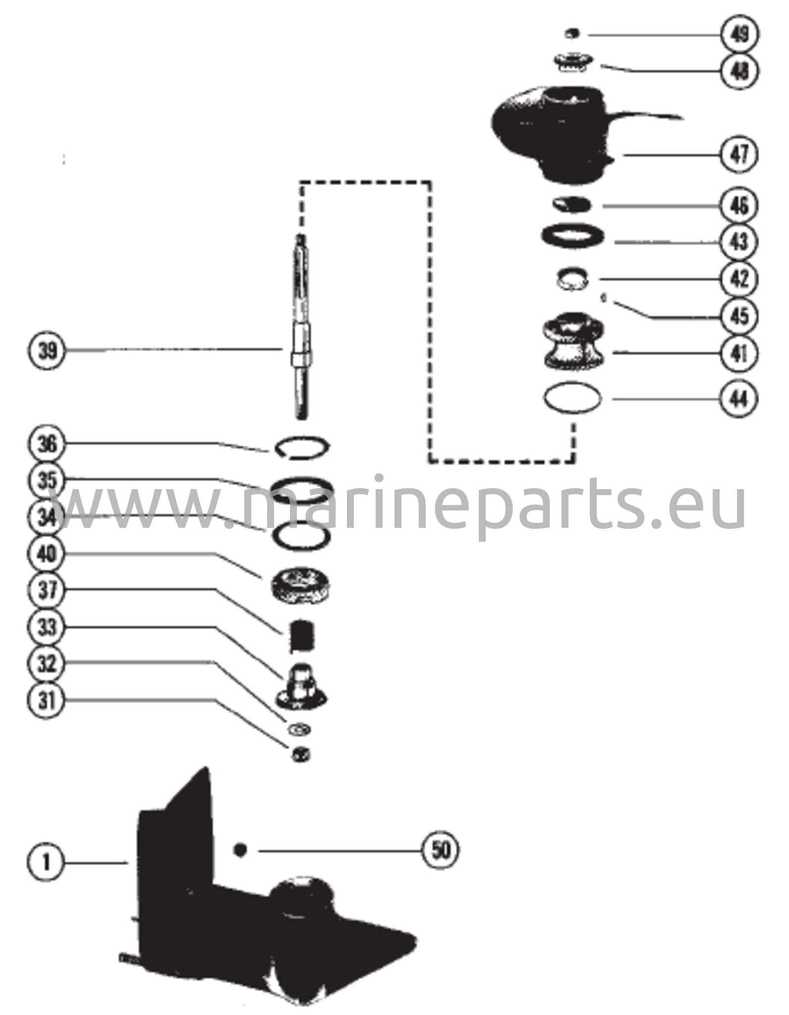 Vaihteiston kotelon kokoonpano (Potkurin akseli)