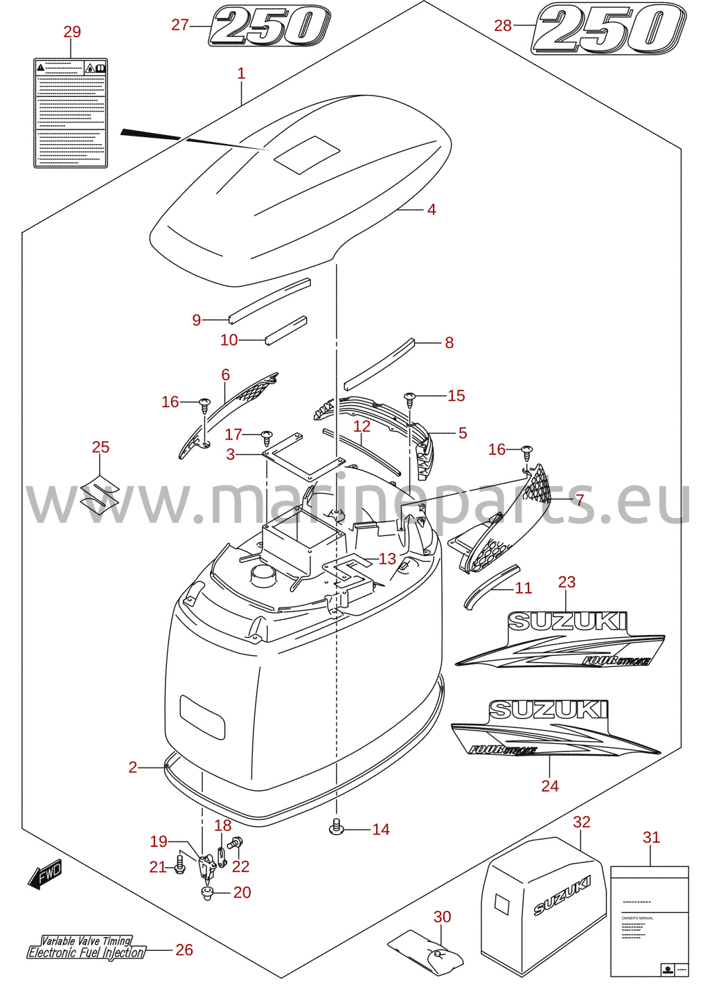 Engine cover (DF250) 2/2