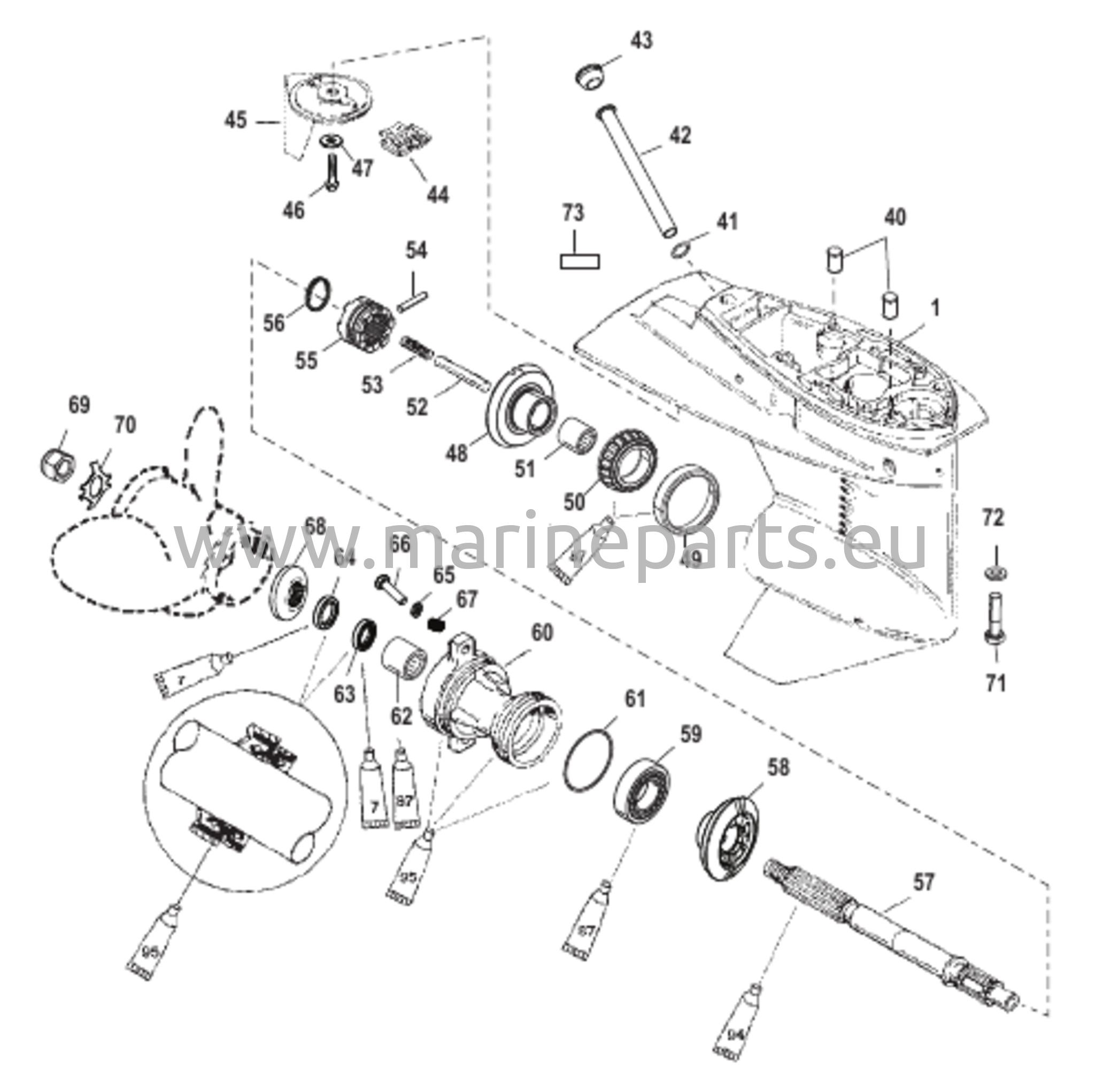 Gear Housing Propeller Shaft - 2.00:1 Gear Ratio 