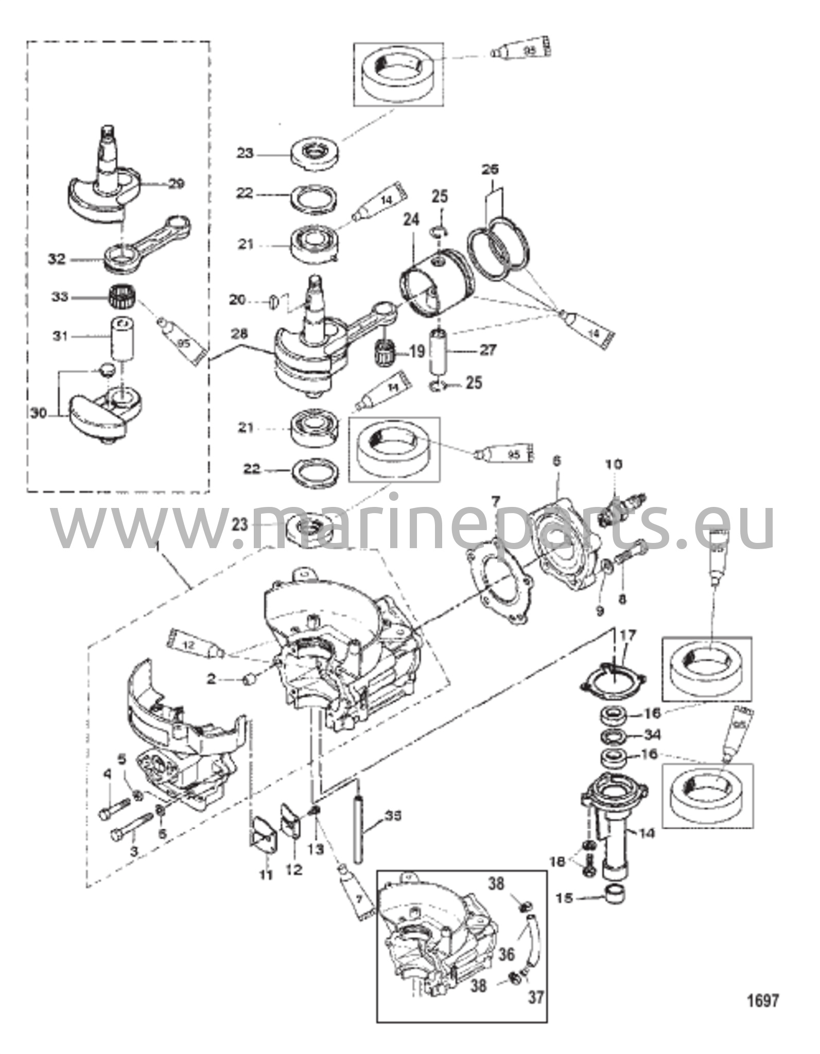 Sylinterilohko/Kampiakseli/Mäntä