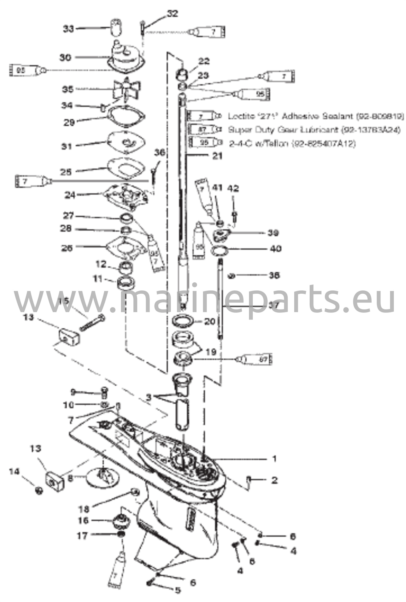 Vetopyöräakseli – 60 SeaPro / Marathon / BigFoot – 3-kielinen kytkin takaperin