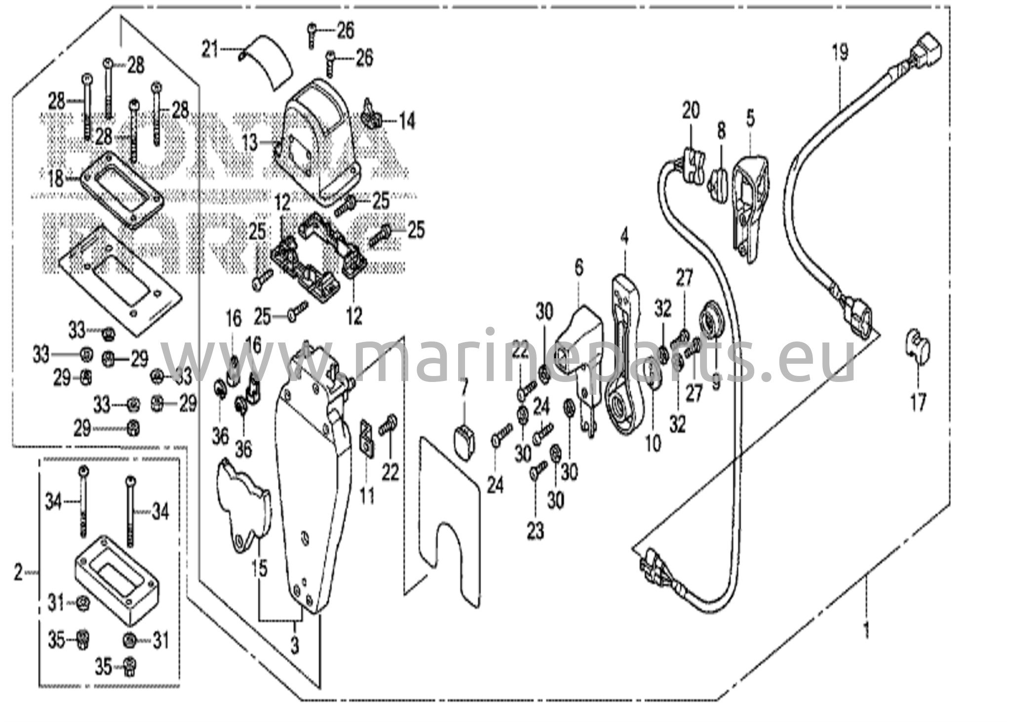 Kaukosäädin (yläkiinnitys yksittäistyyppi) (vasen)