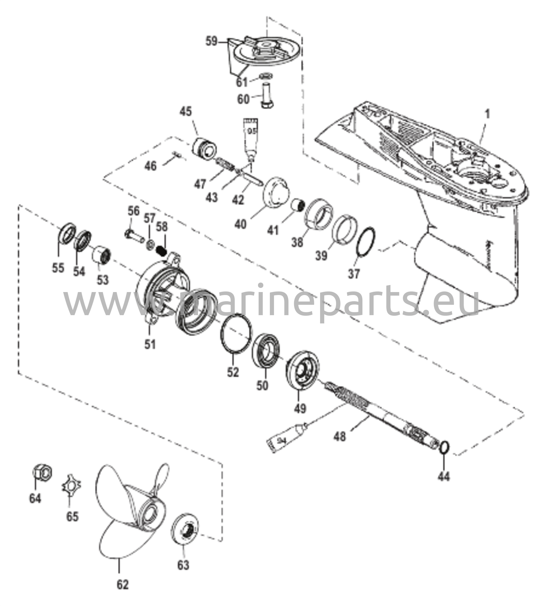 Gear Housing Propeller Shaft - 1.64:1 Gear Ratio 