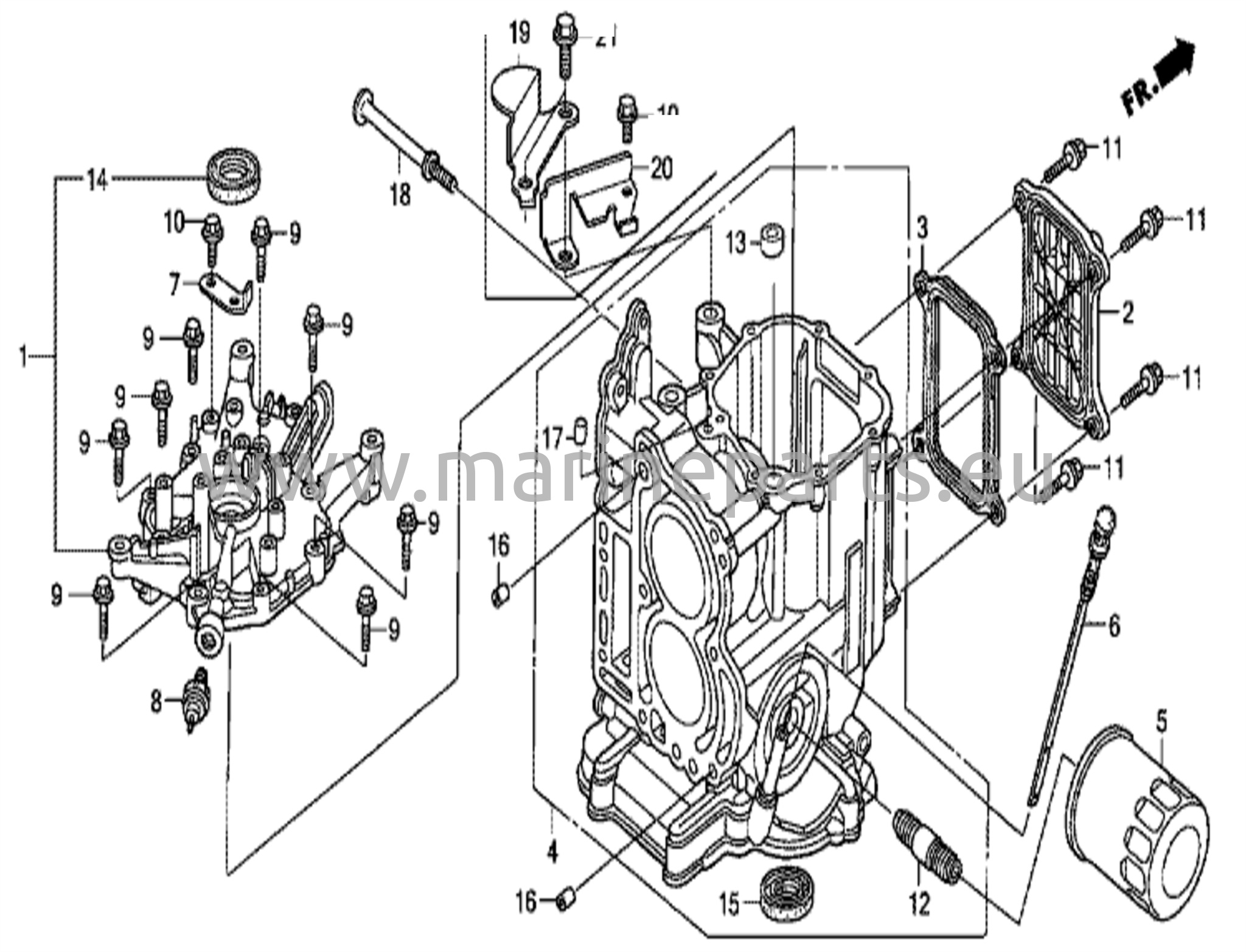 Cylinderblock/karterihuslock