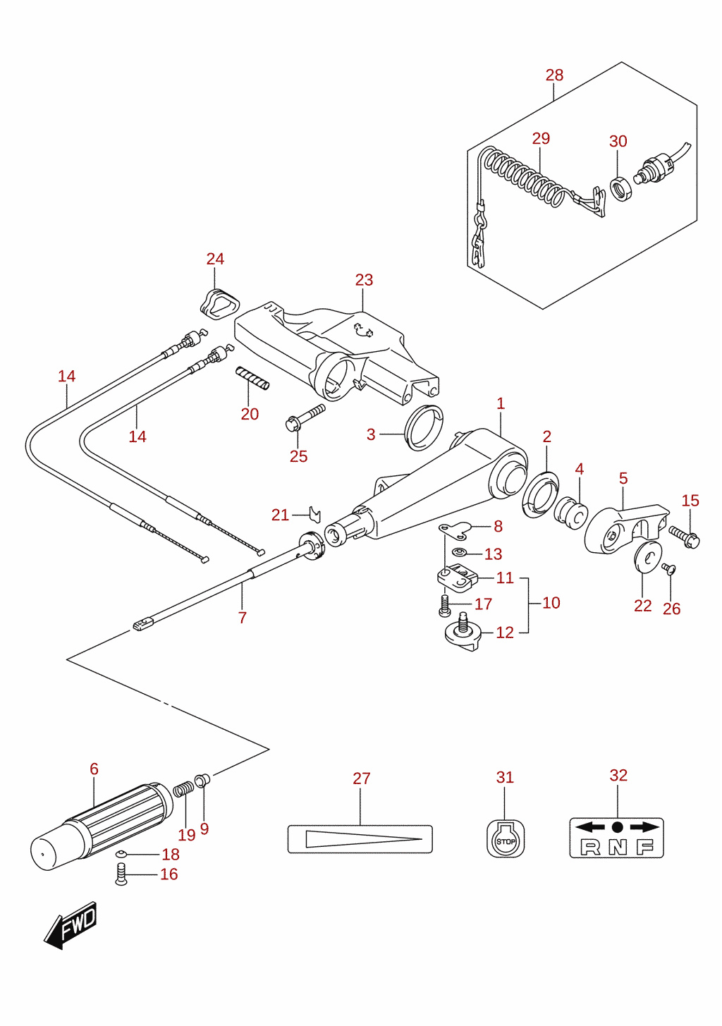Tiller handle (DF8A, DF9.9A)