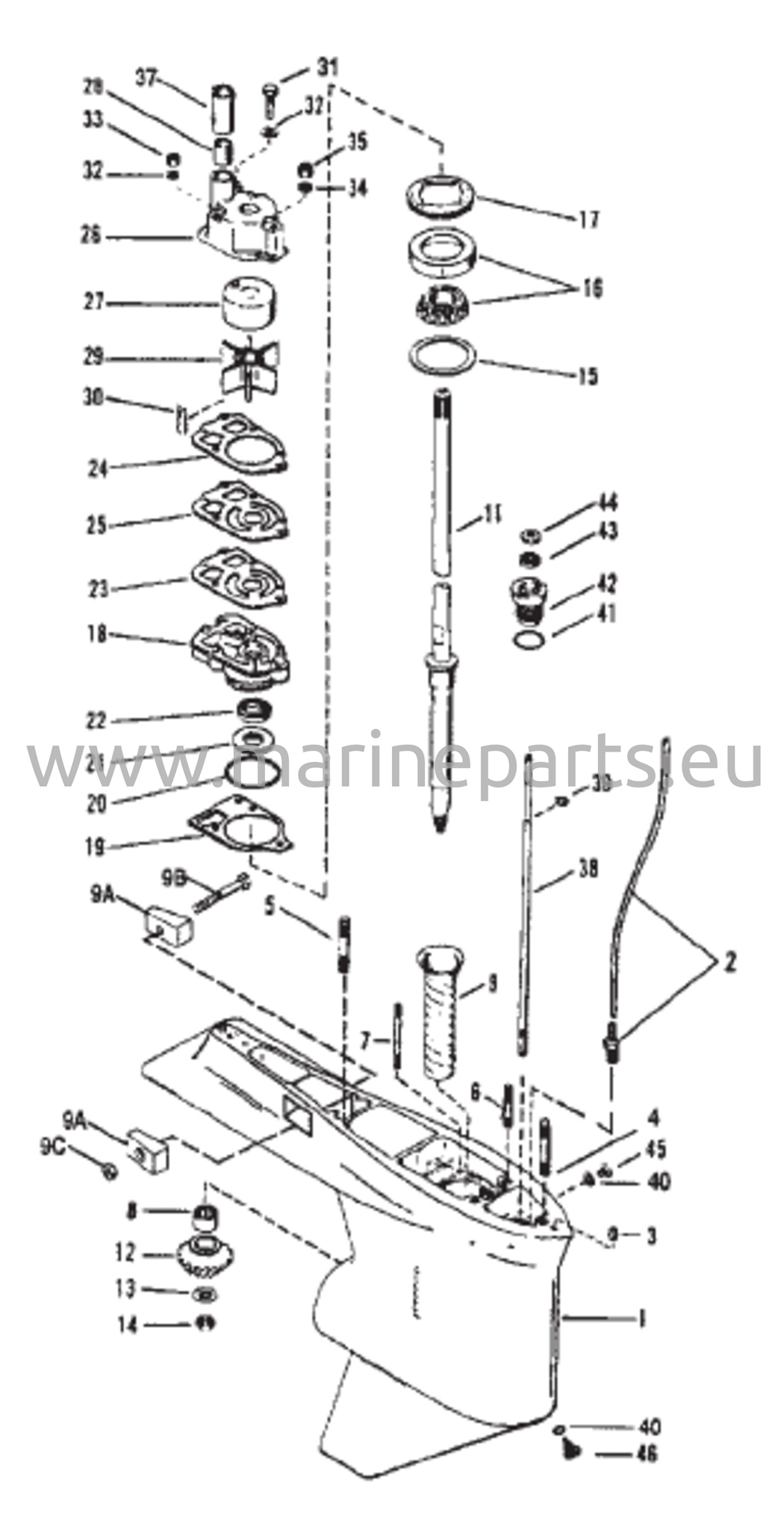 Vaihteiston kotelo vetoakselille - Vastakierros