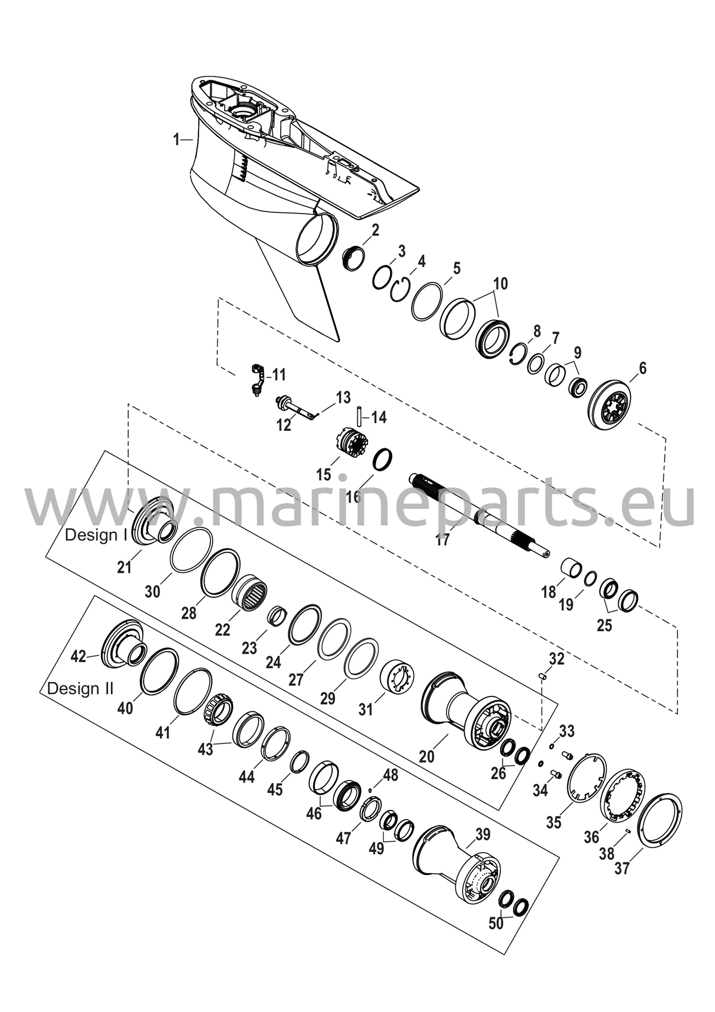 Vaihteiston kotelo, potkuriakseli - vastapäivään pyörivä, 5.44 Torpedo 1.60