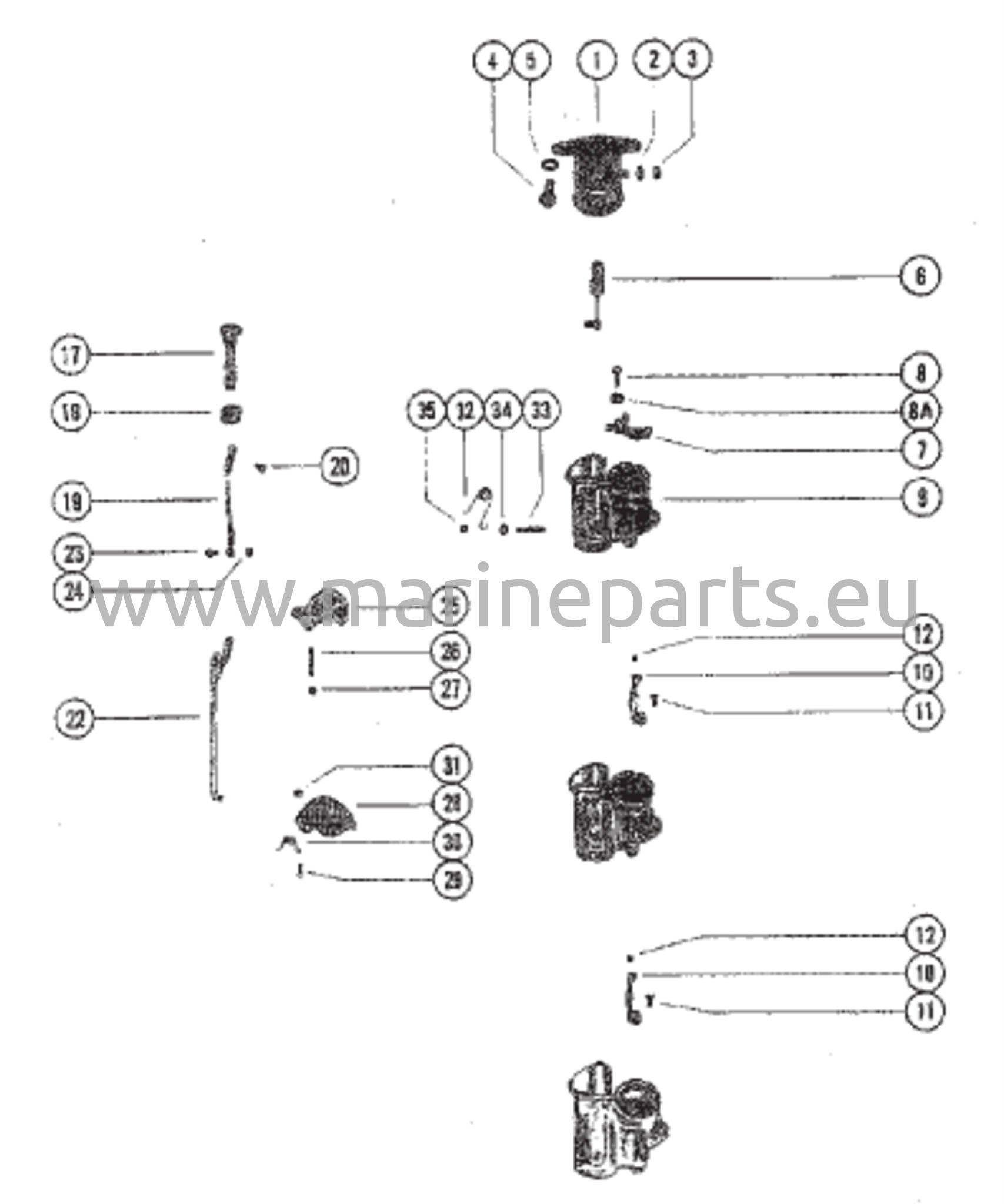 Kaasuttimen vivusto, rikastimen solenoidi