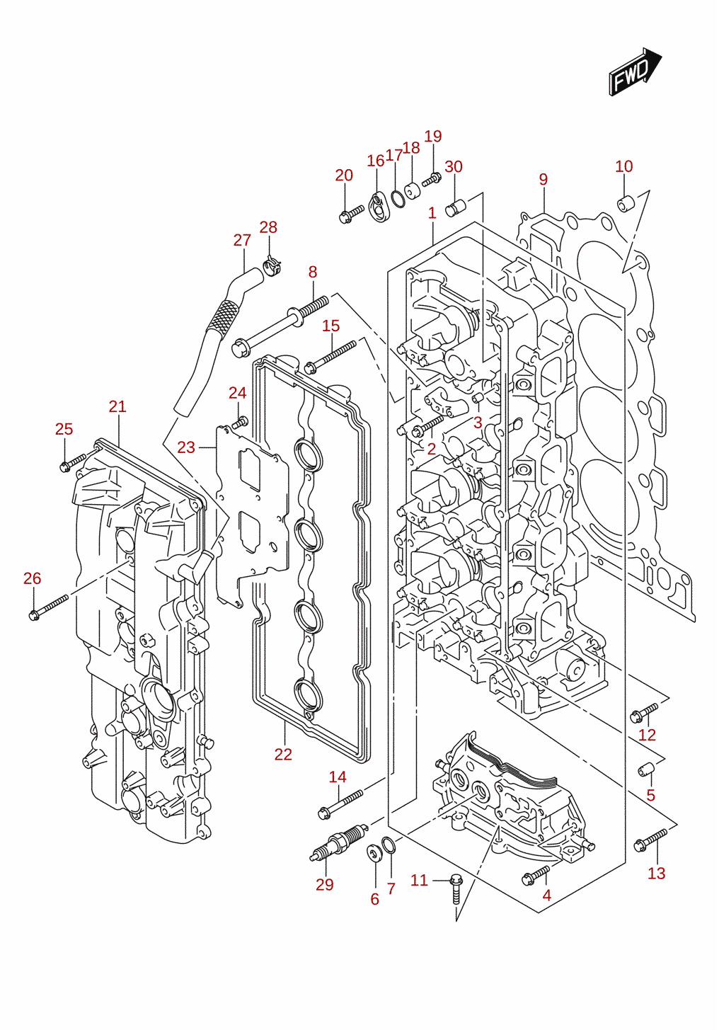 Sprængskitser for Suzuki DF150AT, DF175AT, DF200AT (E11) 2024-2025 [DF200A_E11_025]