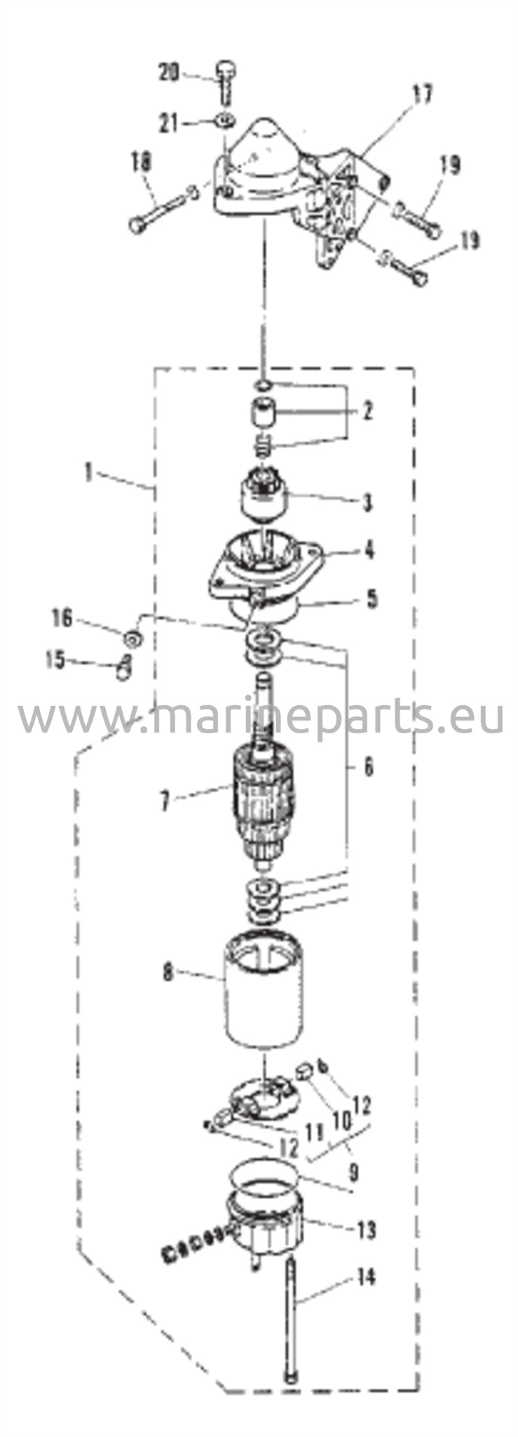 Sähkökäynnistinmoottori (E-251106 / EL-552121 ja uudemmat)
